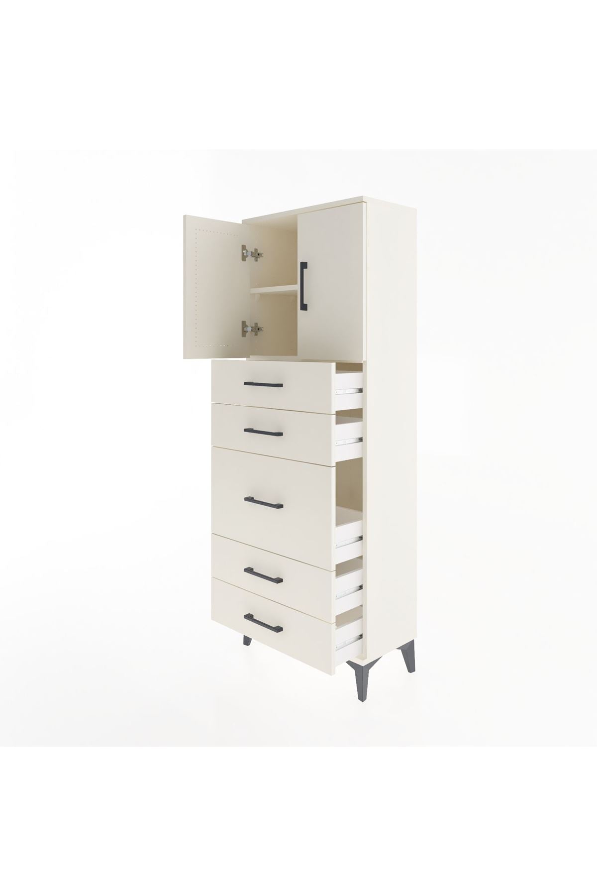 Arges Dolap 2 Raflı 5 Çekmeceli 2 Kapaklı 60x30x163 - S20M023V1A