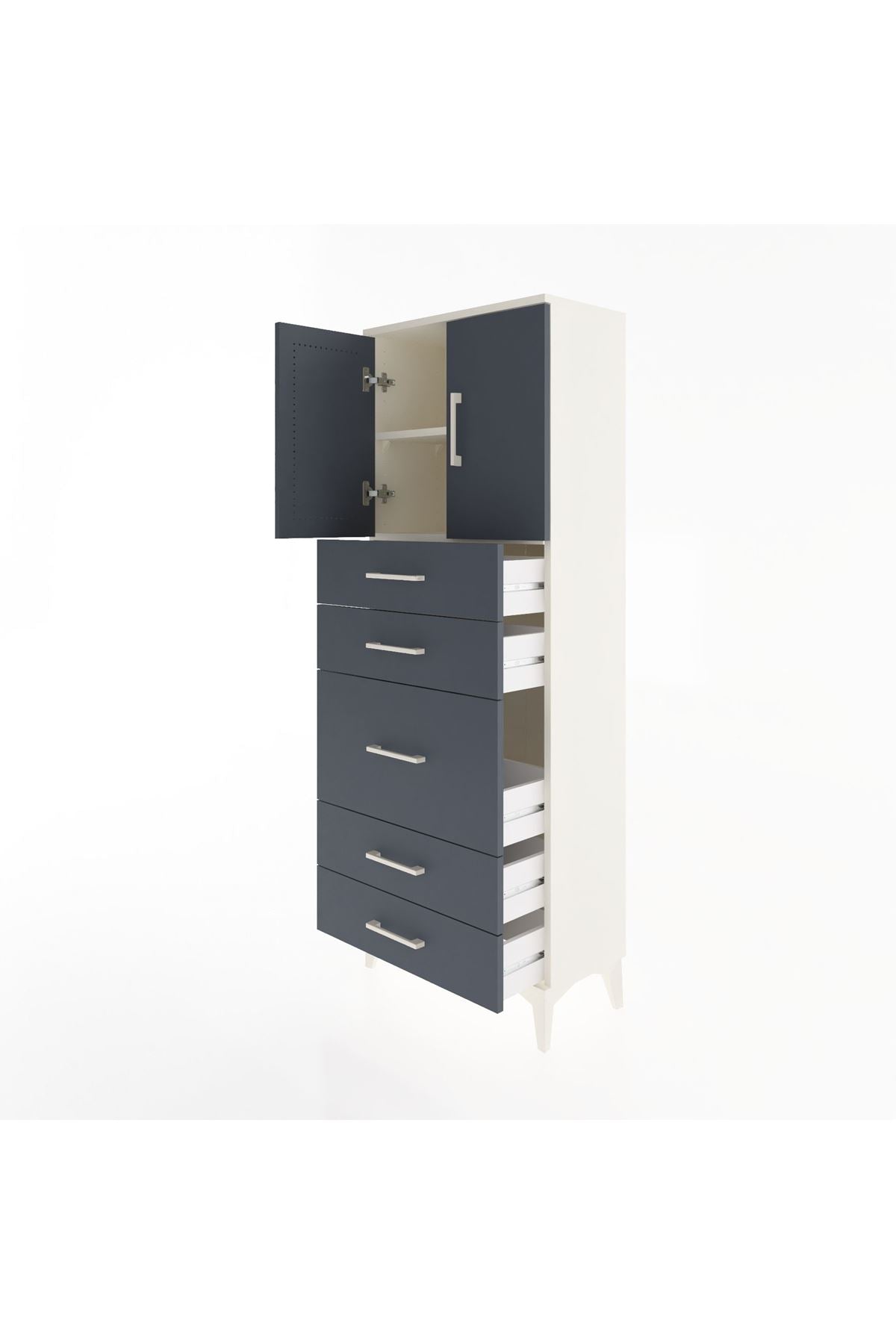 Arges Dolap 2 Raflı 5 Çekmeceli 2 Kapaklı 60x30x163 - S20M023V2A