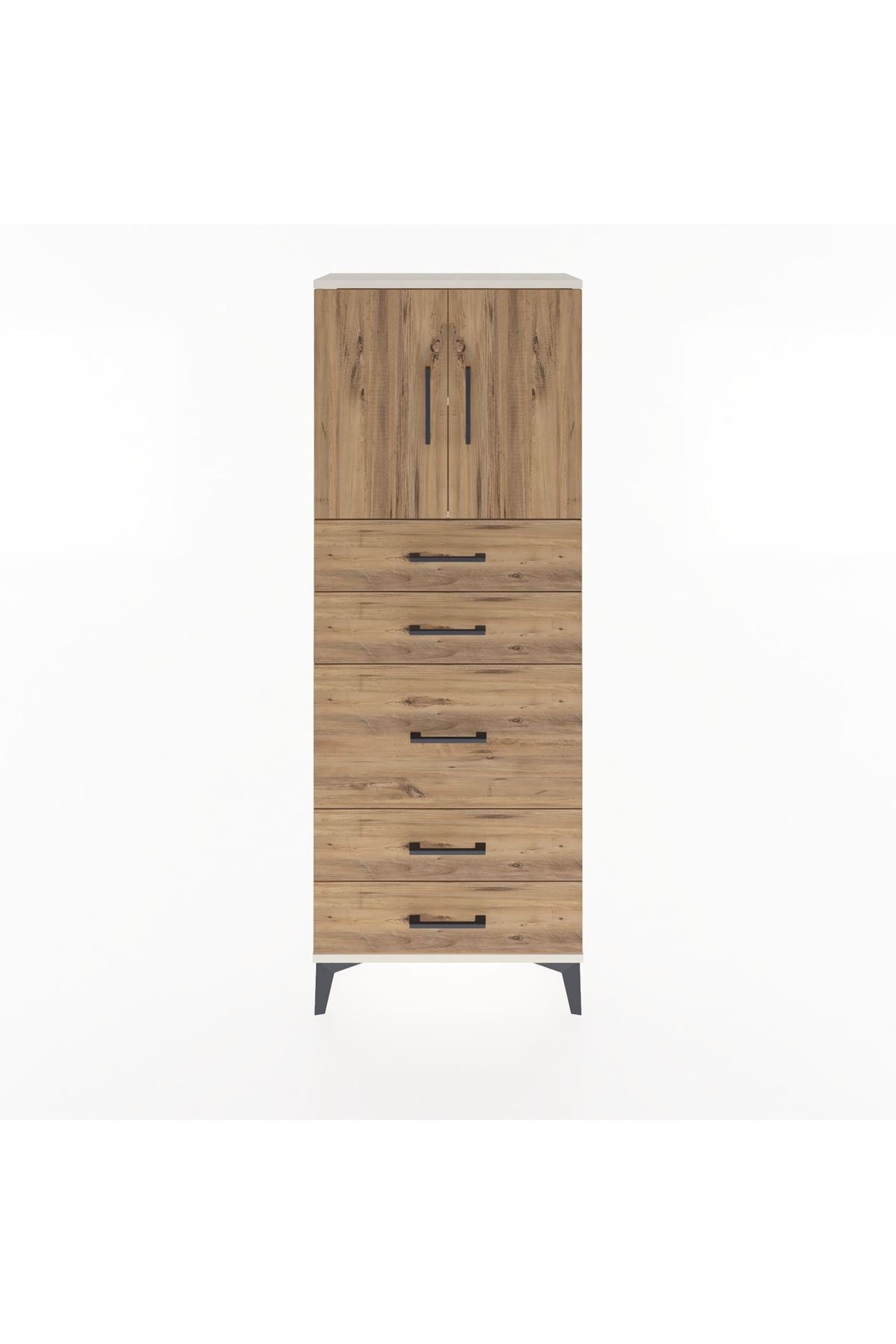 Arges Dolap 2 Raflı 5 Çekmeceli 2 Kapaklı 60x30x163 - S20M023V3A