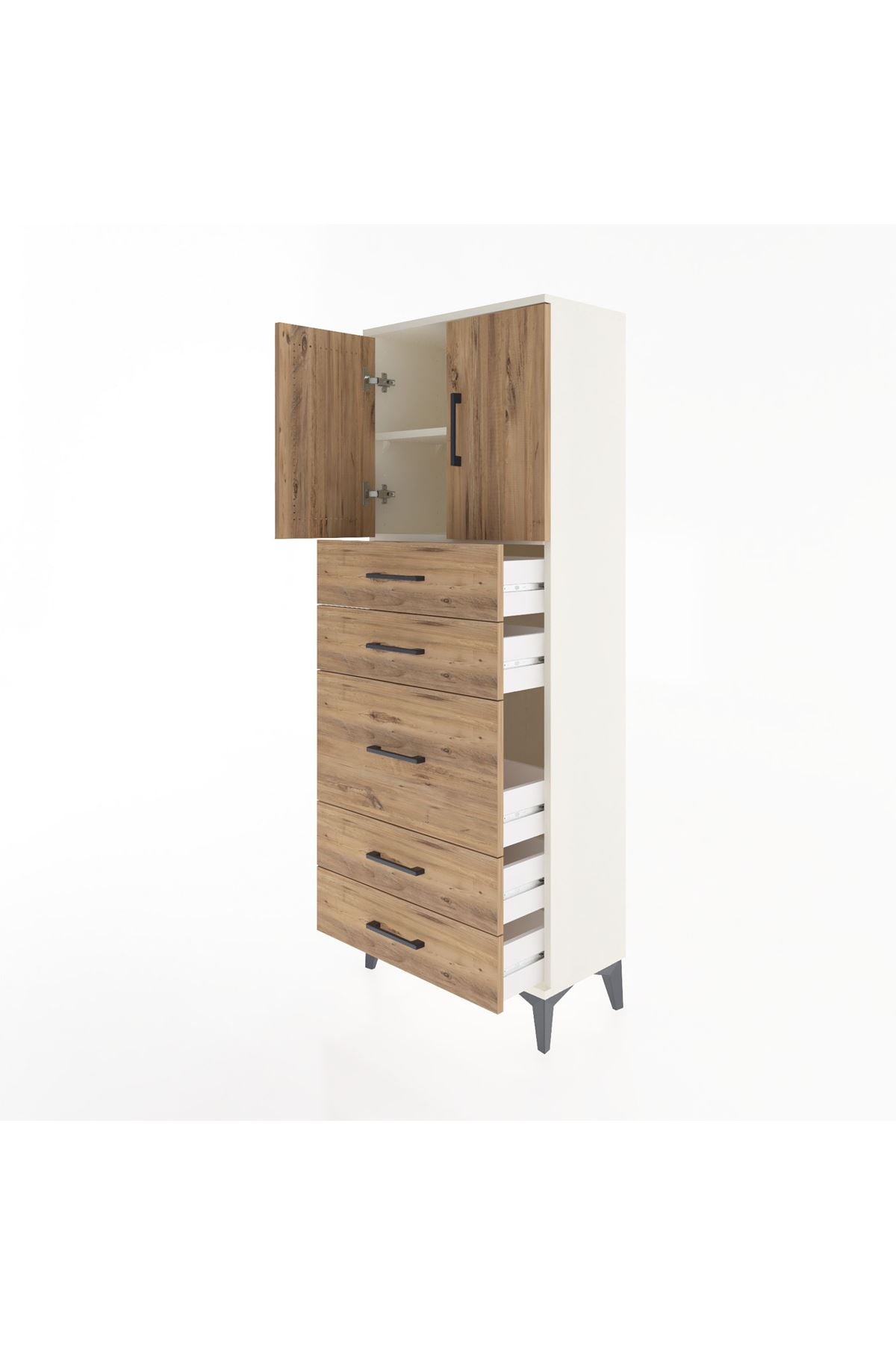 Arges Dolap 2 Raflı 5 Çekmeceli 2 Kapaklı 60x30x163 - S20M023V3A