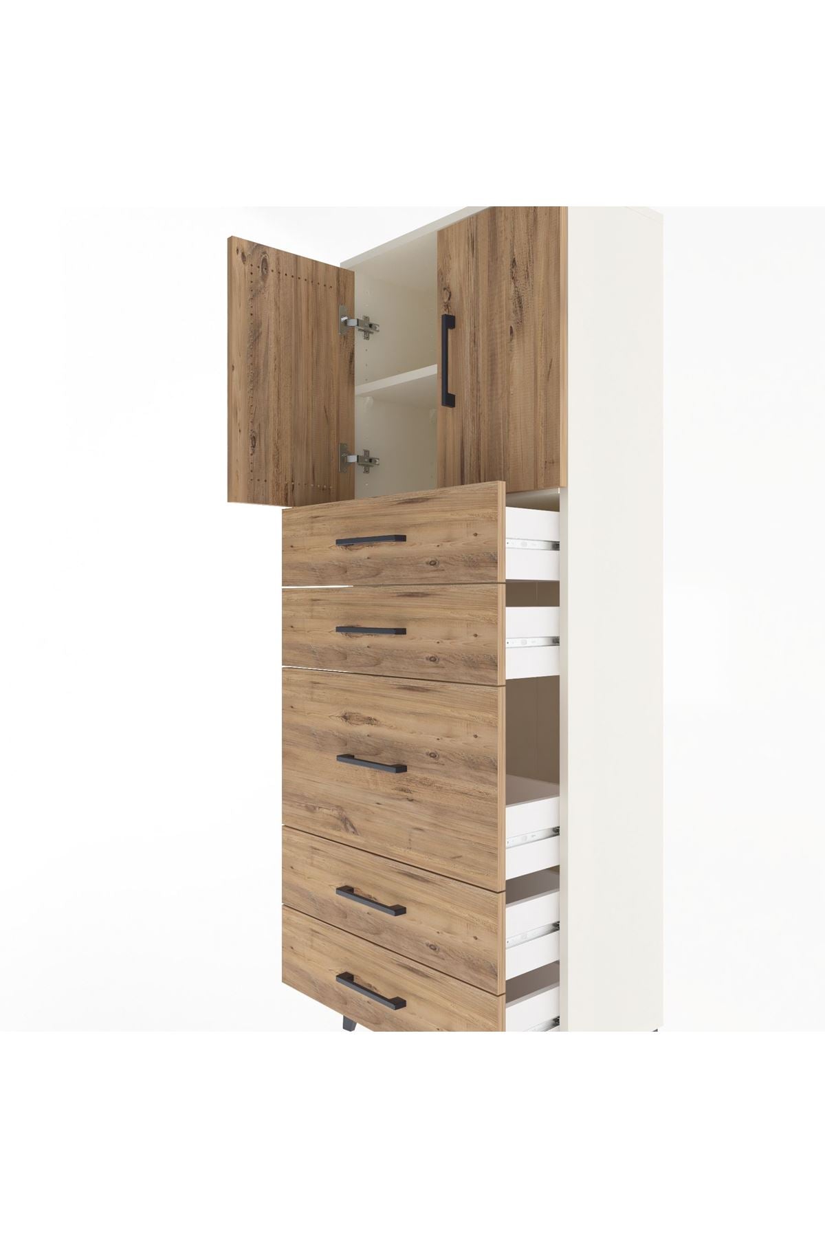 Arges Dolap 2 Raflı 5 Çekmeceli 2 Kapaklı 60x30x163 - S20M023V3A