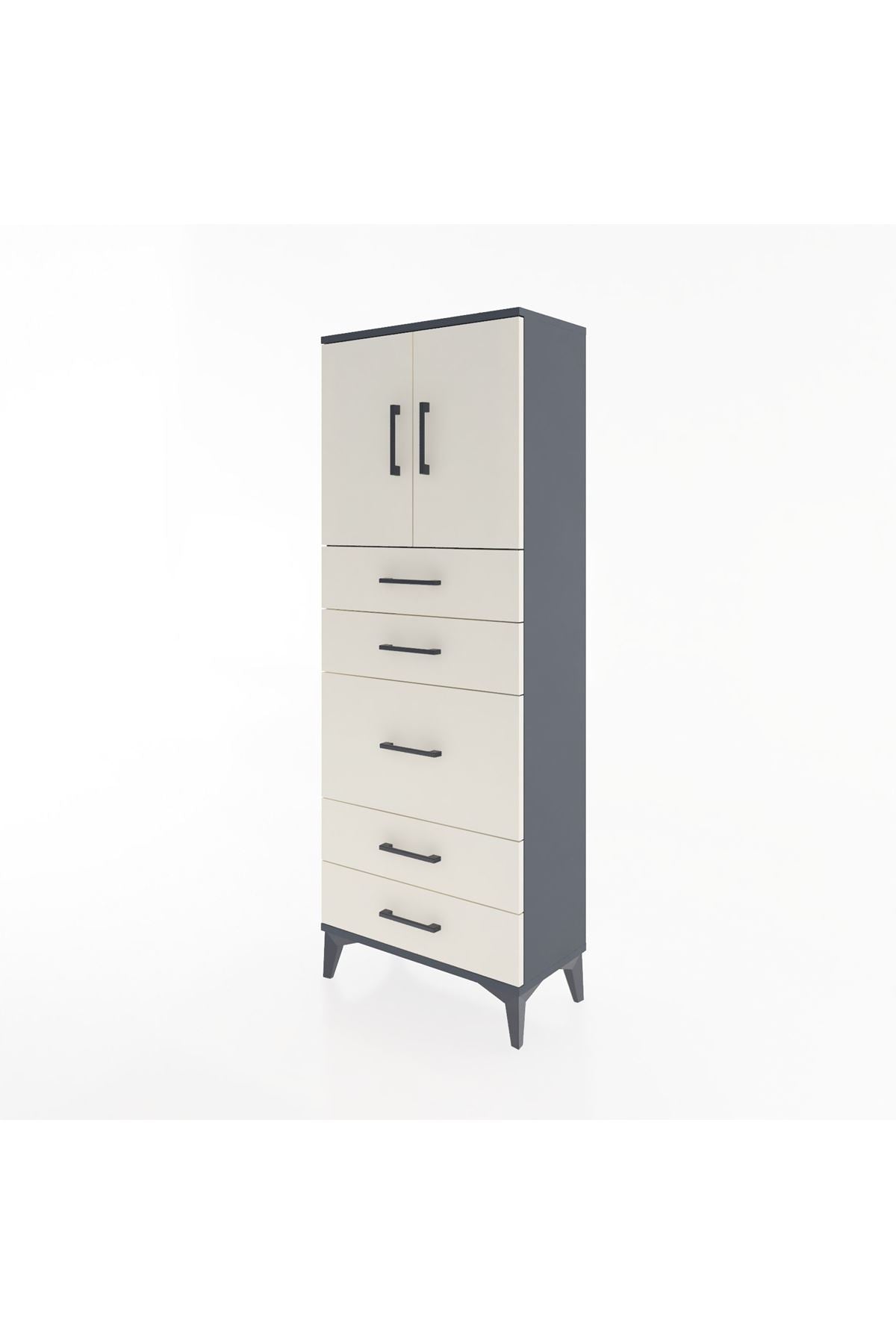 Arges Dolap 2 Raflı 5 Çekmeceli 2 Kapaklı 60x30x163 - S20M023V4A