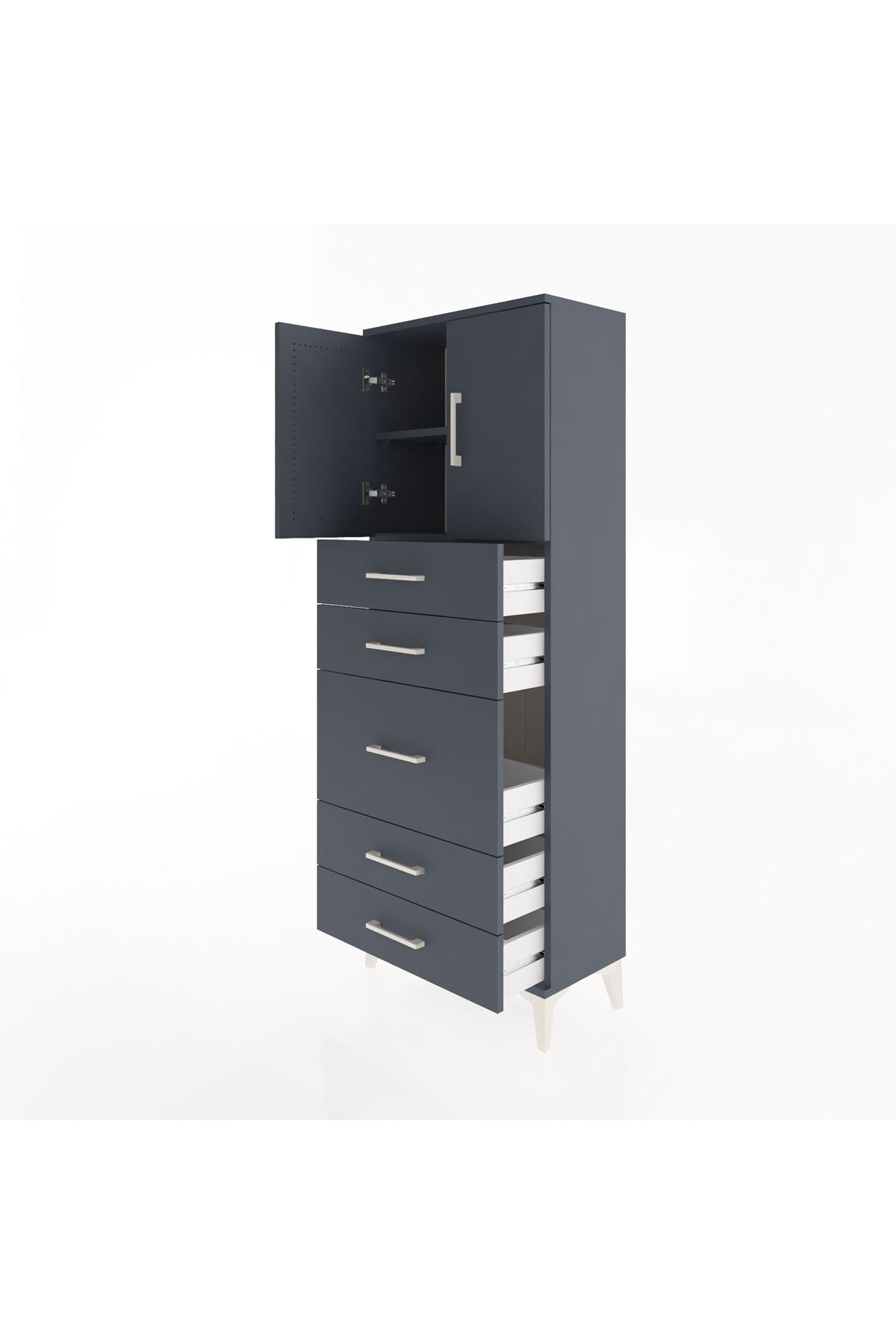 Arges Dolap 2 Raflı 5 Çekmeceli 2 Kapaklı 60x30x163 - S20M023V5A