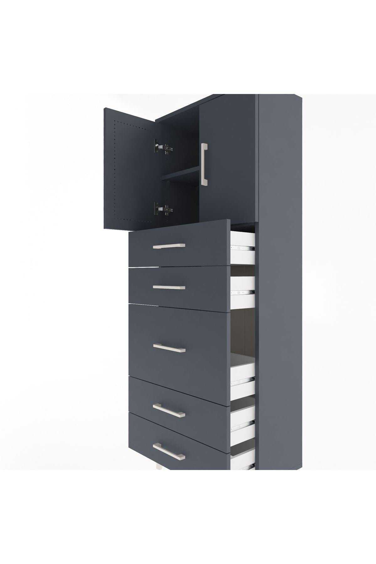 Arges Dolap 2 Raflı 5 Çekmeceli 2 Kapaklı 60x30x163 - S20M023V5A