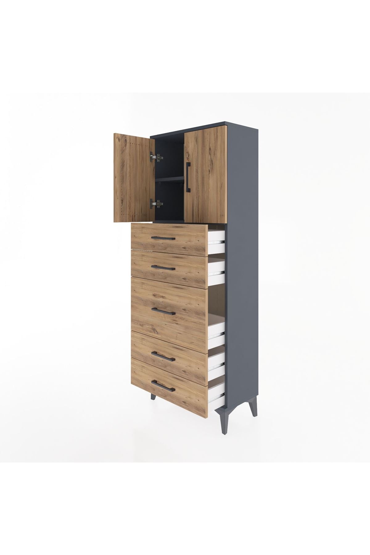 Arges Dolap 2 Raflı 5 Çekmeceli 2 Kapaklı 60x30x163 - S20M023V6A