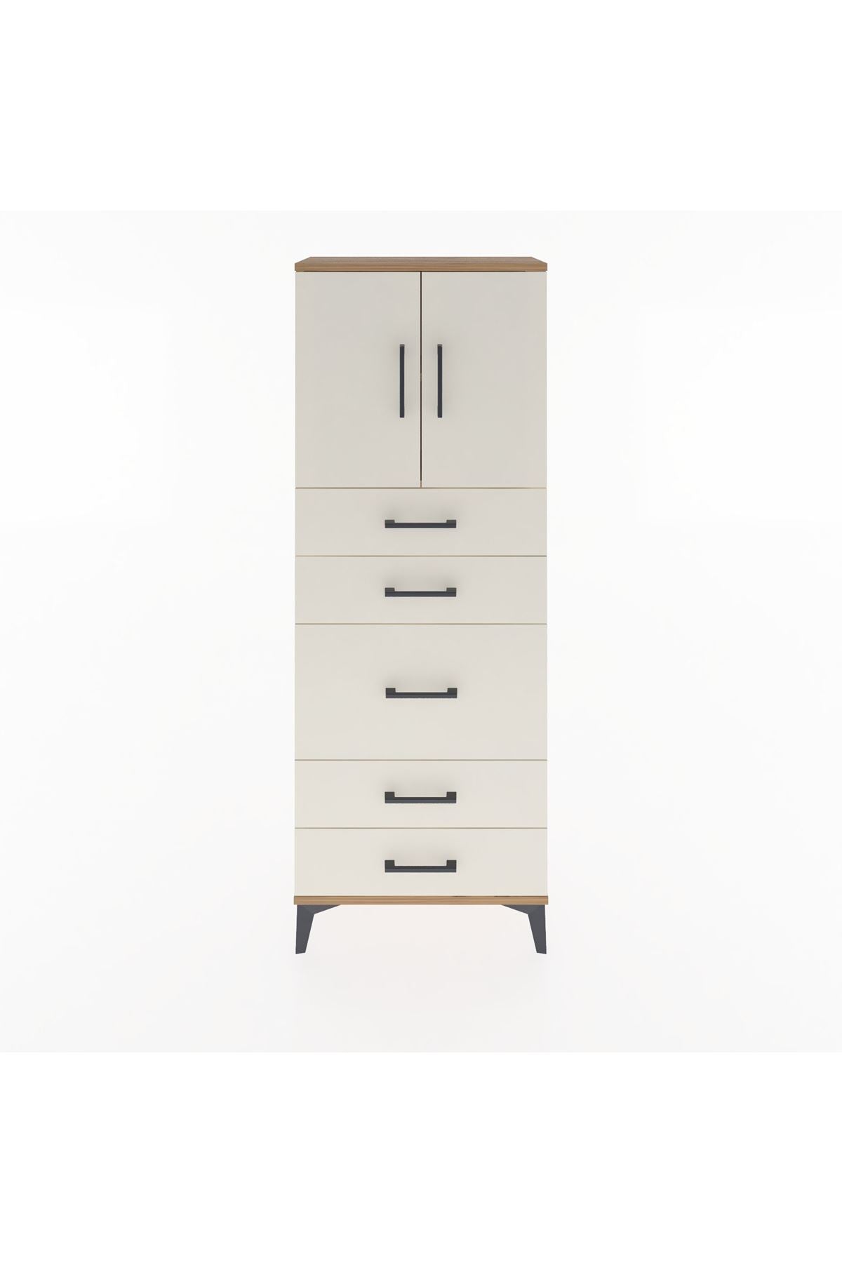 Arges Dolap 2 Raflı 5 Çekmeceli 2 Kapaklı 60x30x163 - S20M023V7A
