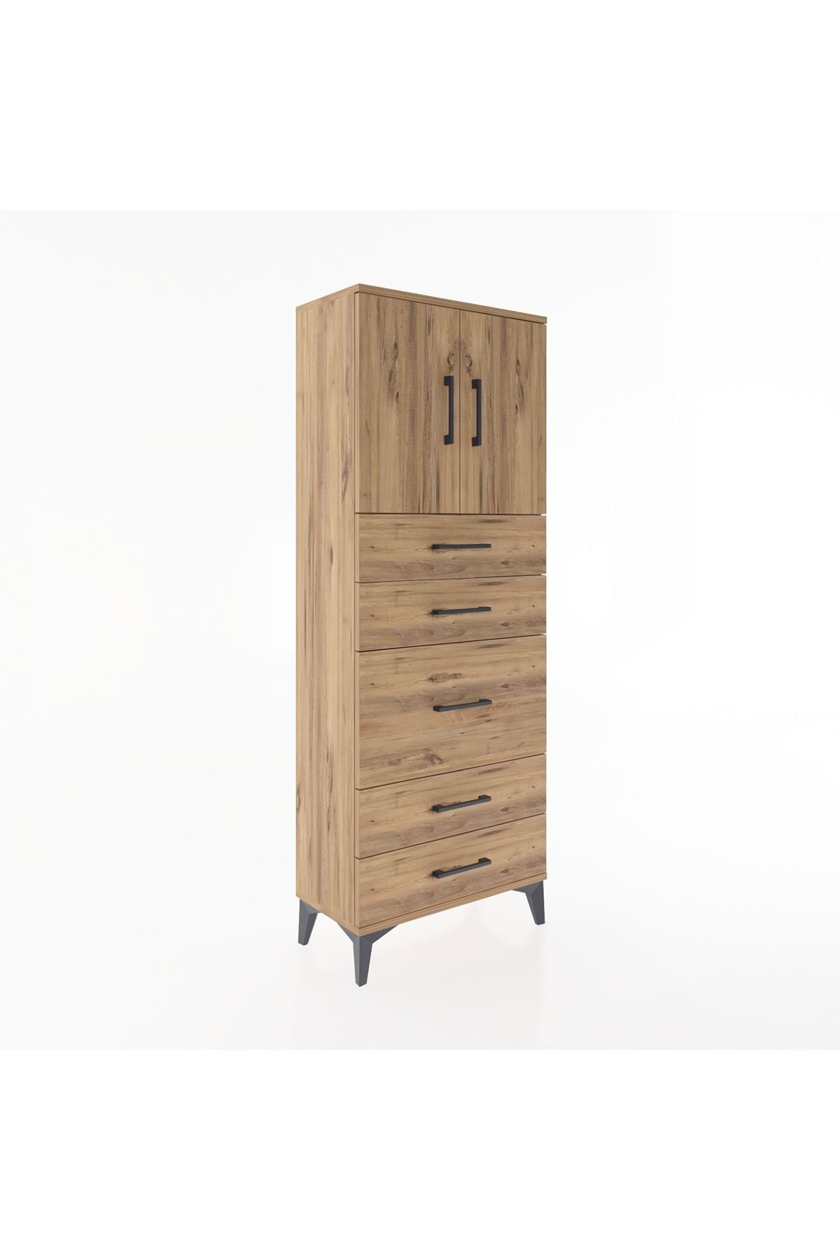 Arges Dolap 2 Raflı 5 Çekmeceli 2 Kapaklı 60x30x163 - S20M023V9A
