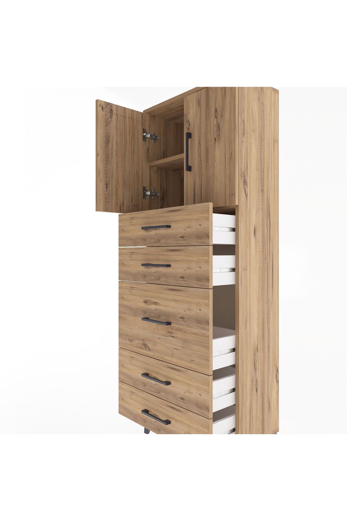 Arges Dolap 2 Raflı 5 Çekmeceli 2 Kapaklı 60x30x163 - S20M023V9A