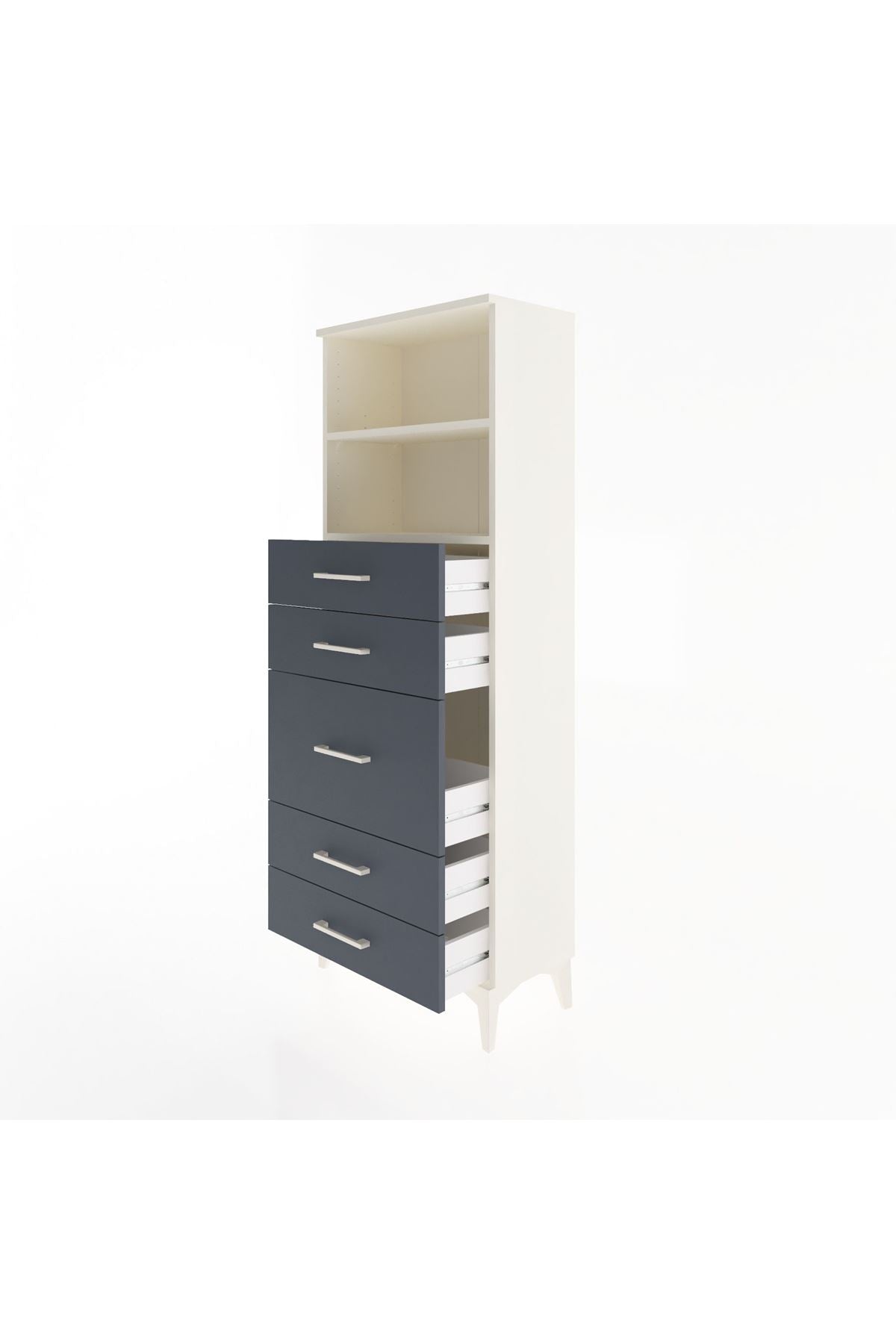 Arges Dolap 2 Raflı 5 Çekmeceli 60x30x163 - S20M024V2A