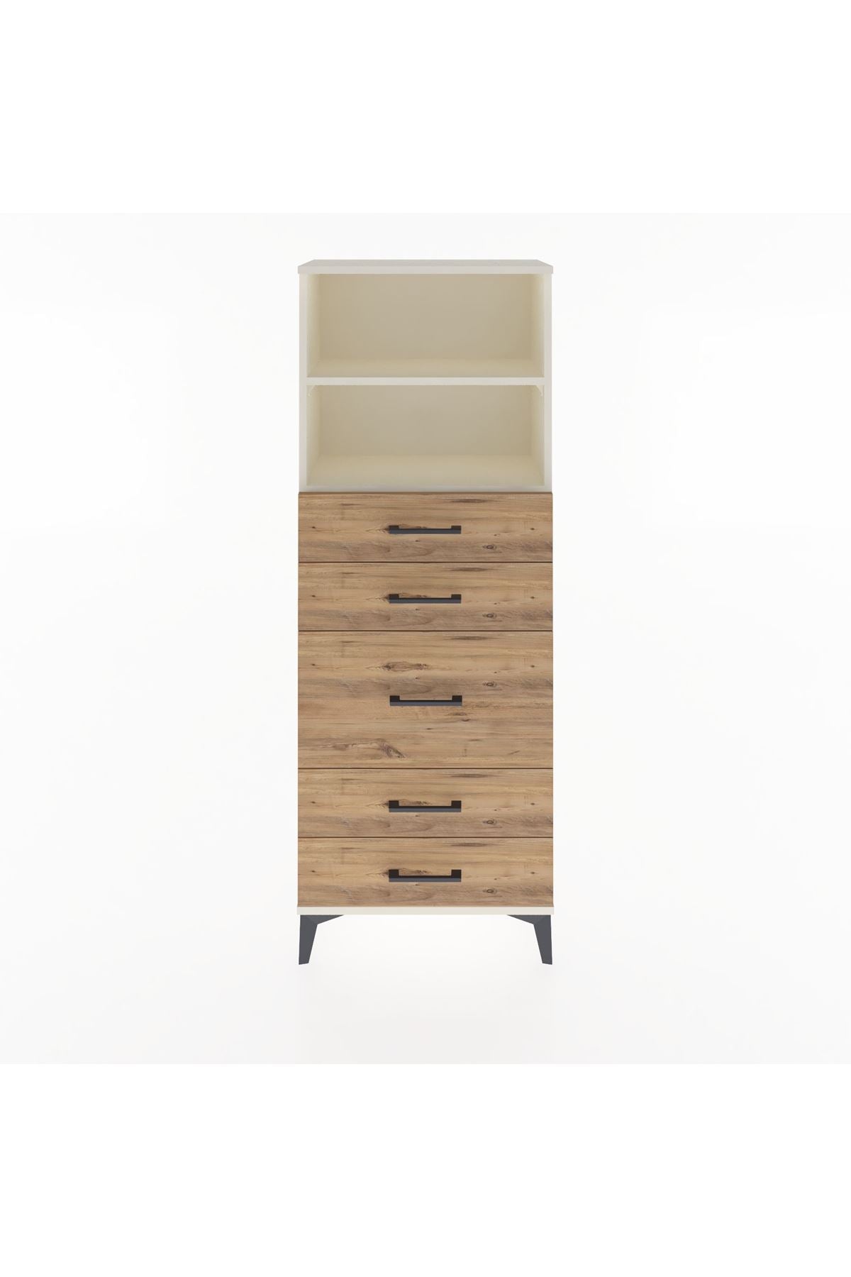 Arges Dolap 2 Raflı 5 Çekmeceli 60x30x163 - S20M024V3A