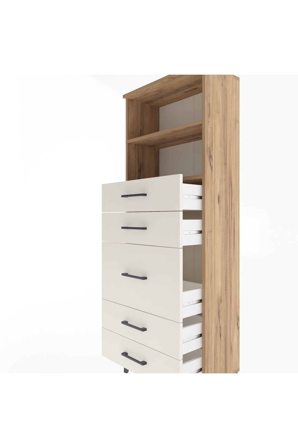 Arges Dolap 2 Raflı 5 Çekmeceli 60x30x163 - S20M024V7A
