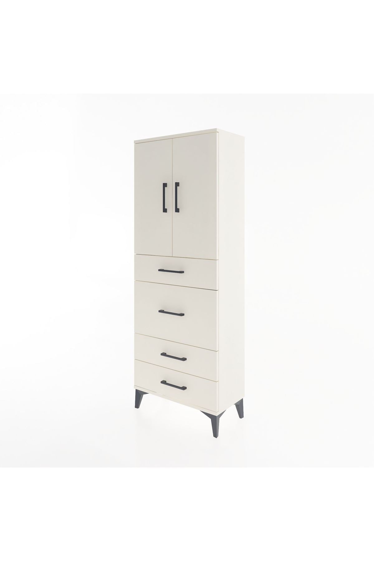 Arges Dolap 3 Raflı 4 Çekmeceli 2 Kapaklı 60x30x163 - S20M025V1A