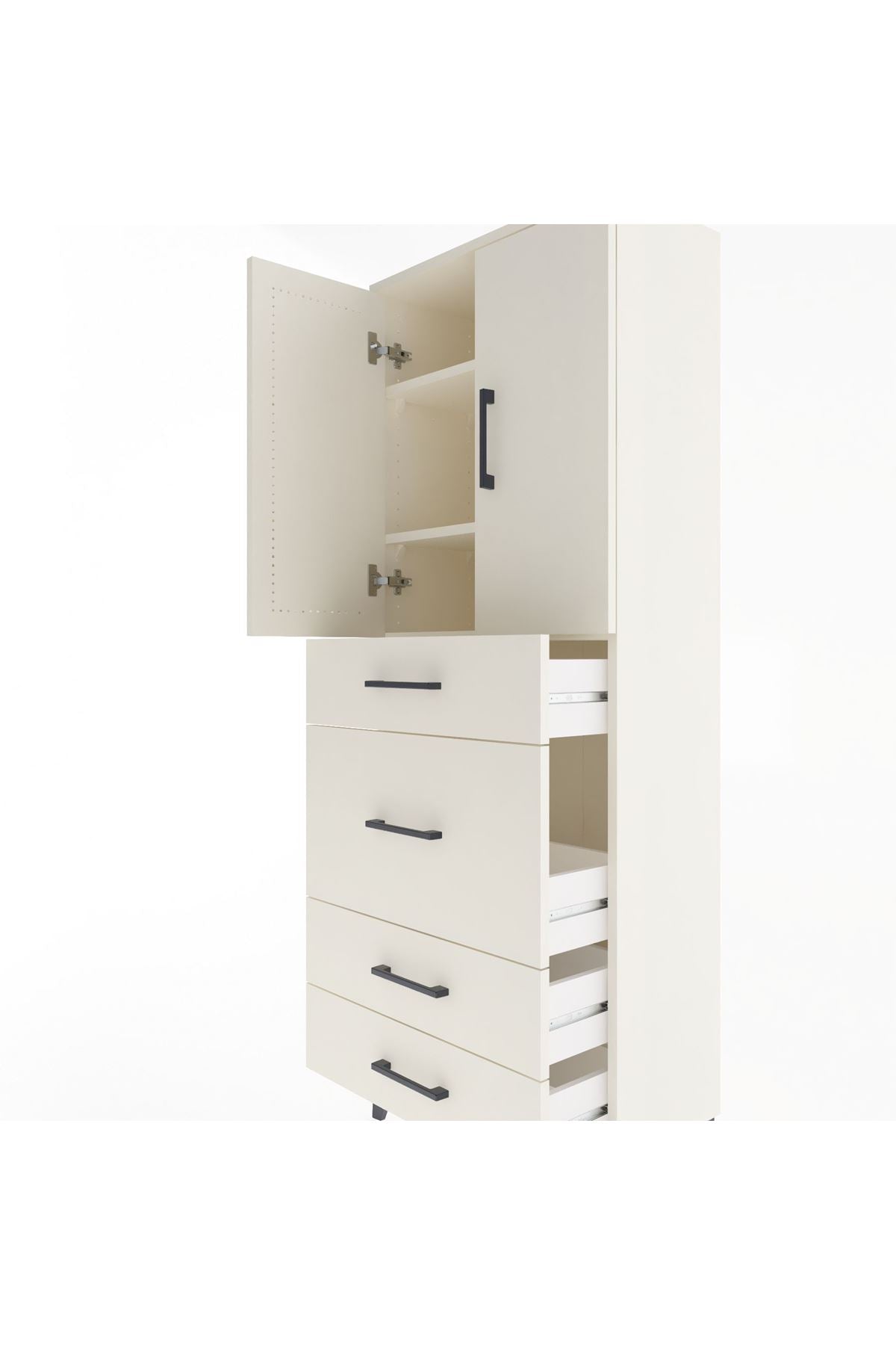 Arges Dolap 3 Raflı 4 Çekmeceli 2 Kapaklı 60x30x163 - S20M025V1A