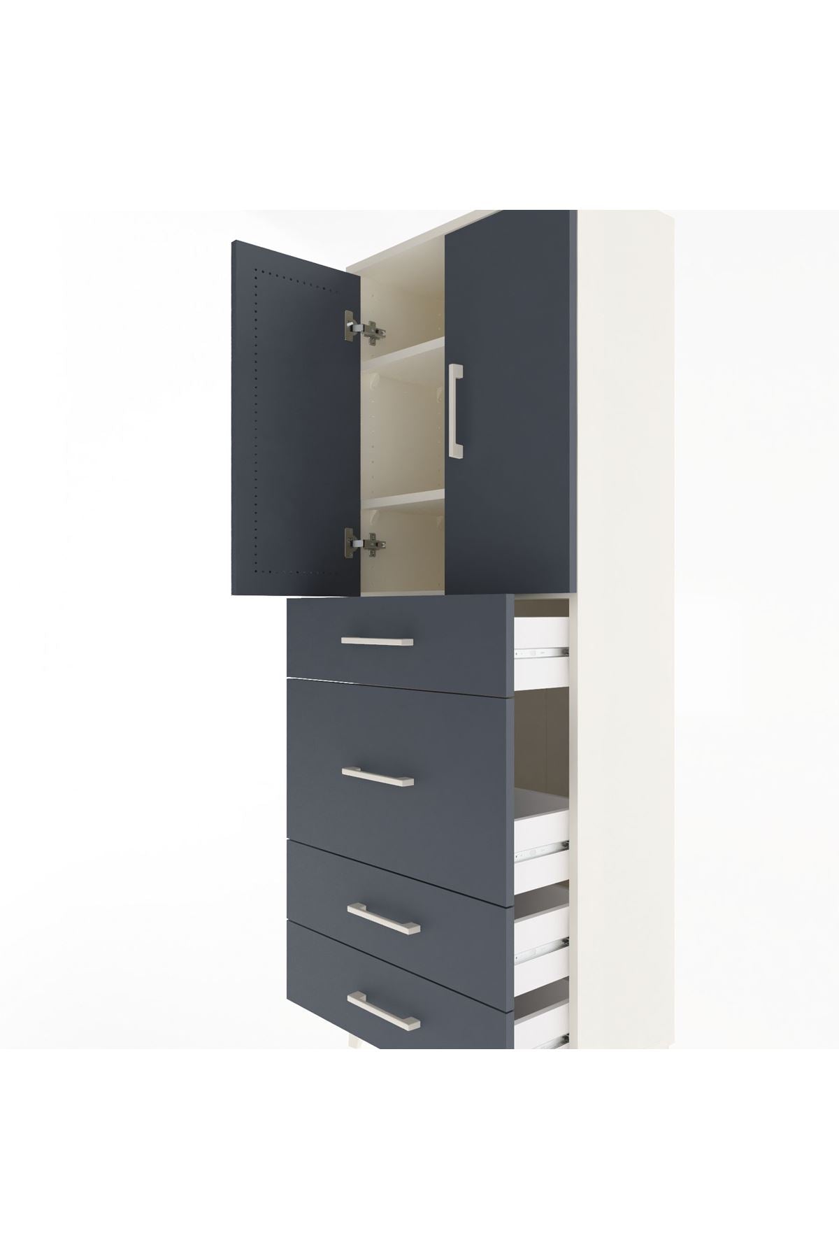 Arges Dolap 3 Raflı 4 Çekmeceli 2 Kapaklı 60x30x163 - S20M025V2A