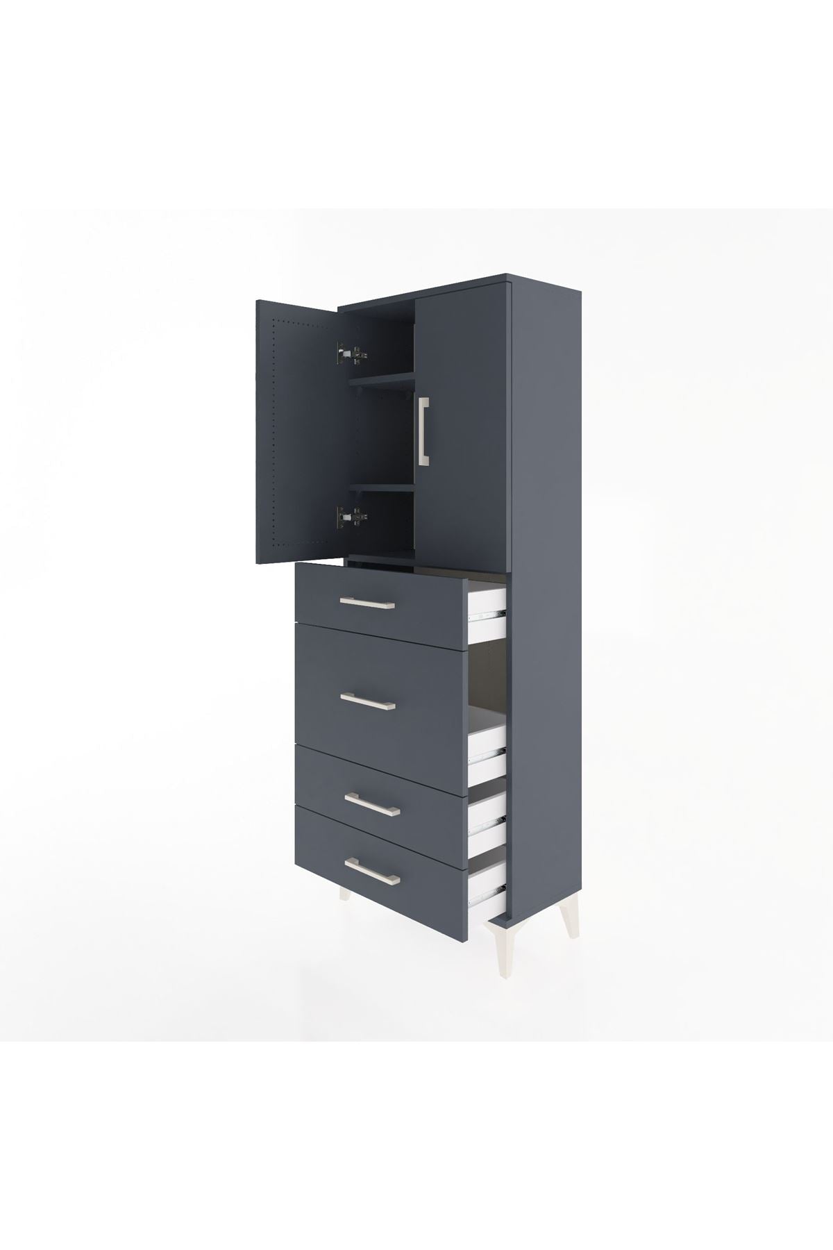 Arges Dolap 3 Raflı 4 Çekmeceli 2 Kapaklı 60x30x163 - S20M025V5A