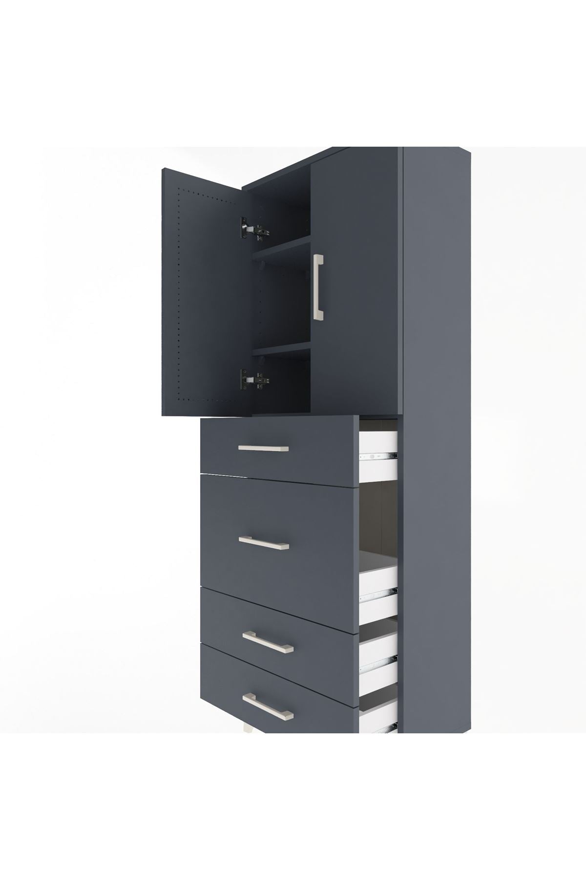 Arges Dolap 3 Raflı 4 Çekmeceli 2 Kapaklı 60x30x163 - S20M025V5A