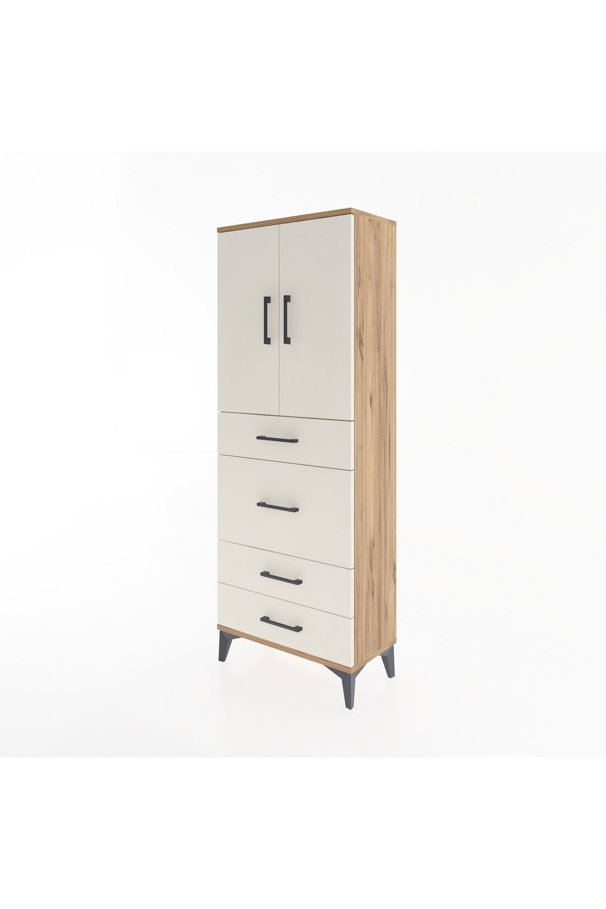 Arges Dolap 3 Raflı 4 Çekmeceli 2 Kapaklı 60x30x163 - S20M025V7A