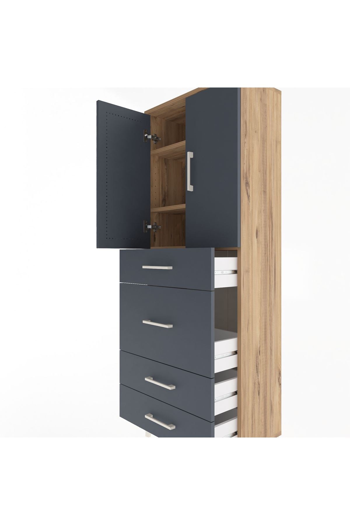 Arges Dolap 3 Raflı 4 Çekmeceli 2 Kapaklı 60x30x163 - S20M025V8A