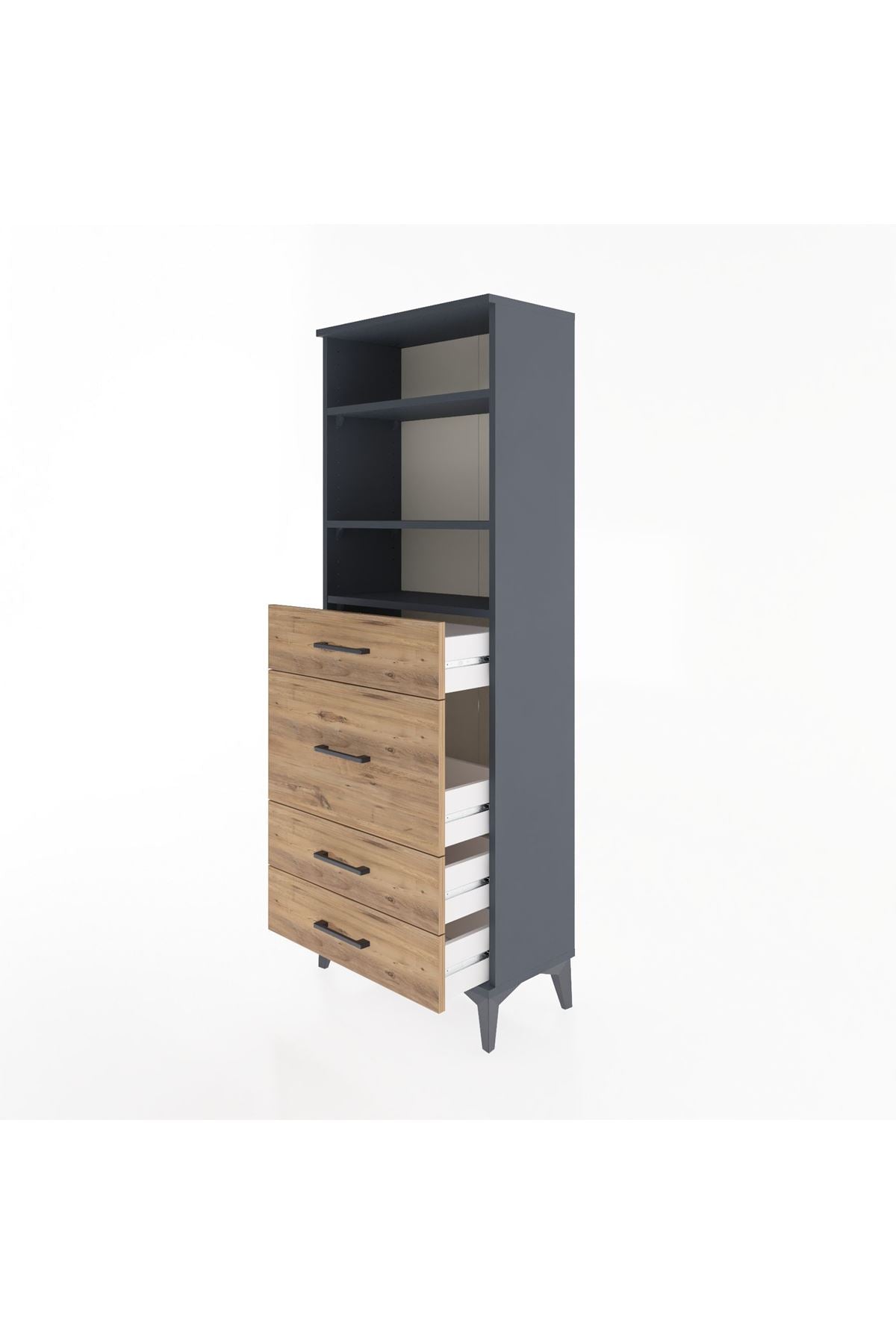 Arges Dolap 3 Raflı 4 Çekmeceli 60x30x163 - S20M026V6A