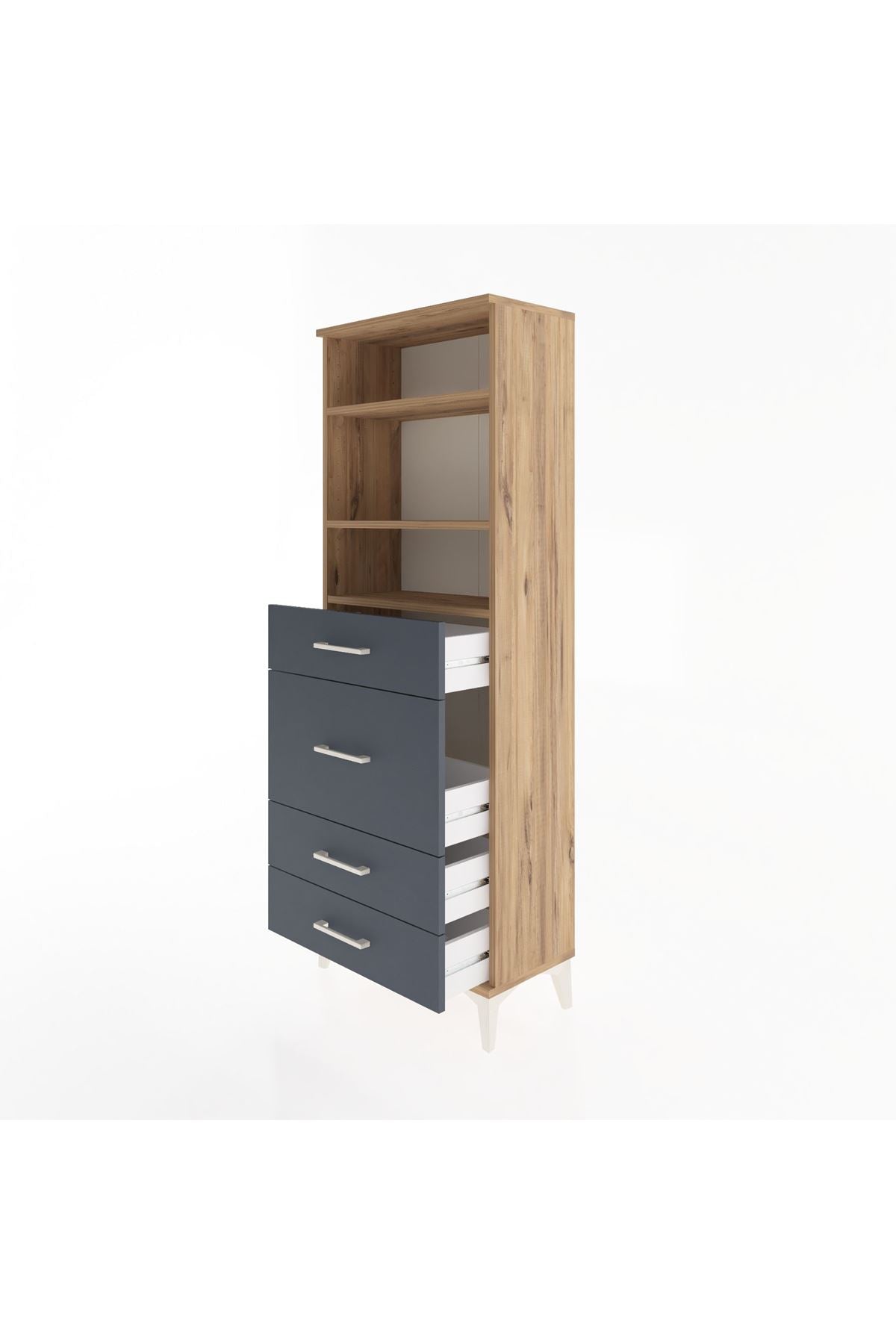 Arges Dolap 3 Raflı 4 Çekmeceli 60x30x163 - S20M026V8A