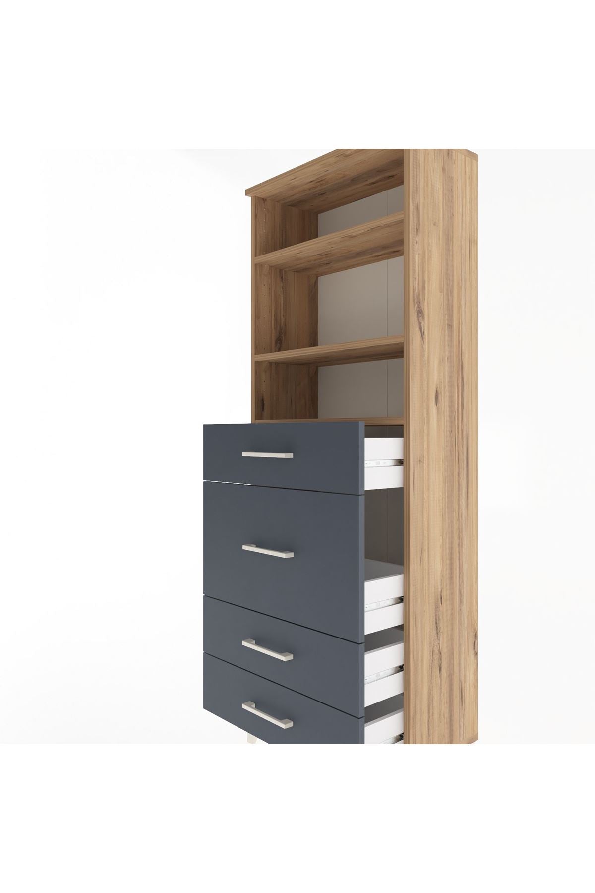 Arges Dolap 3 Raflı 4 Çekmeceli 60x30x163 - S20M026V8A