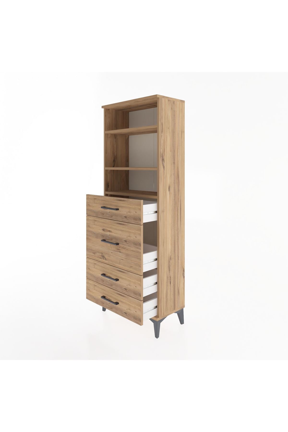 Arges Dolap 3 Raflı 4 Çekmeceli 60x30x163 - S20M026V9A