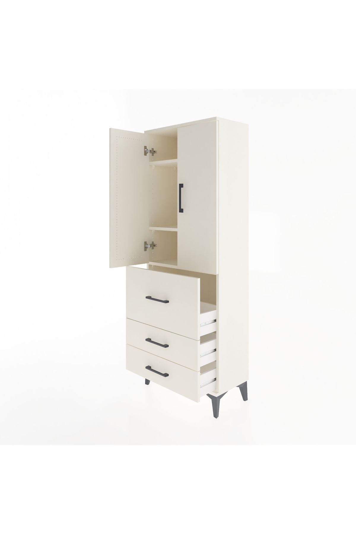 Arges Dolap 3 Raflı 3 Çekmeceli 2 Kapaklı 60x30x163 - S20M027V1A