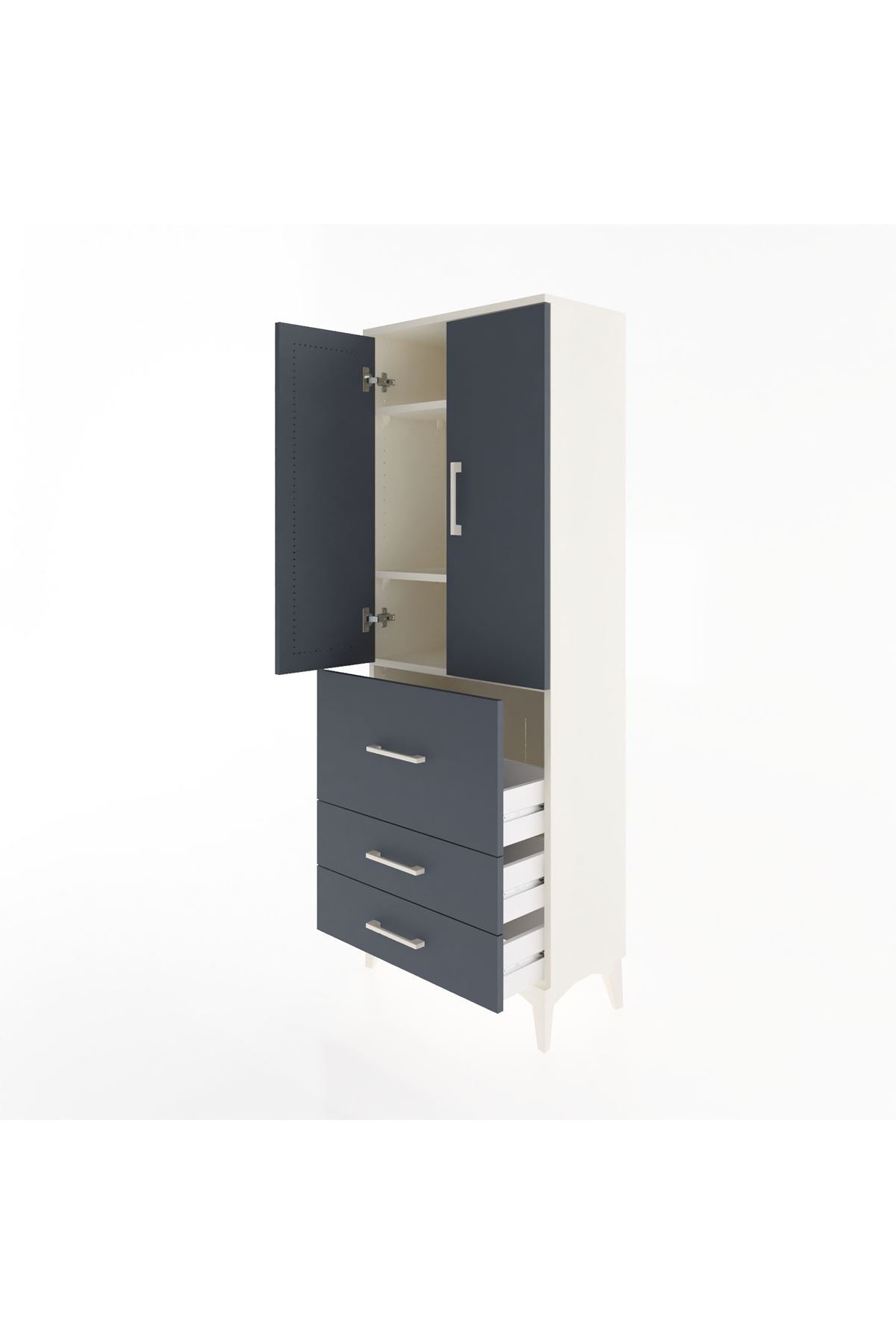 Arges Dolap 3 Raflı 3 Çekmeceli 2 Kapaklı 60x30x163 - S20M027V2A