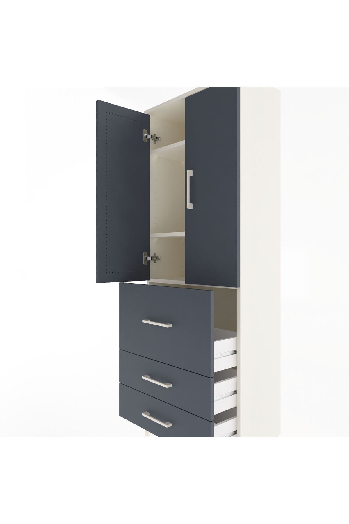 Arges Dolap 3 Raflı 3 Çekmeceli 2 Kapaklı 60x30x163 - S20M027V2A