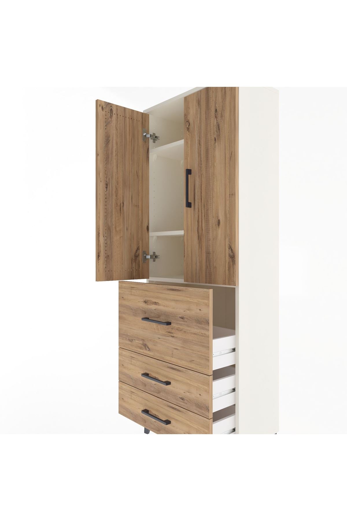 Arges Dolap 3 Raflı 3 Çekmeceli 2 Kapaklı 60x30x163 - S20M027V3A