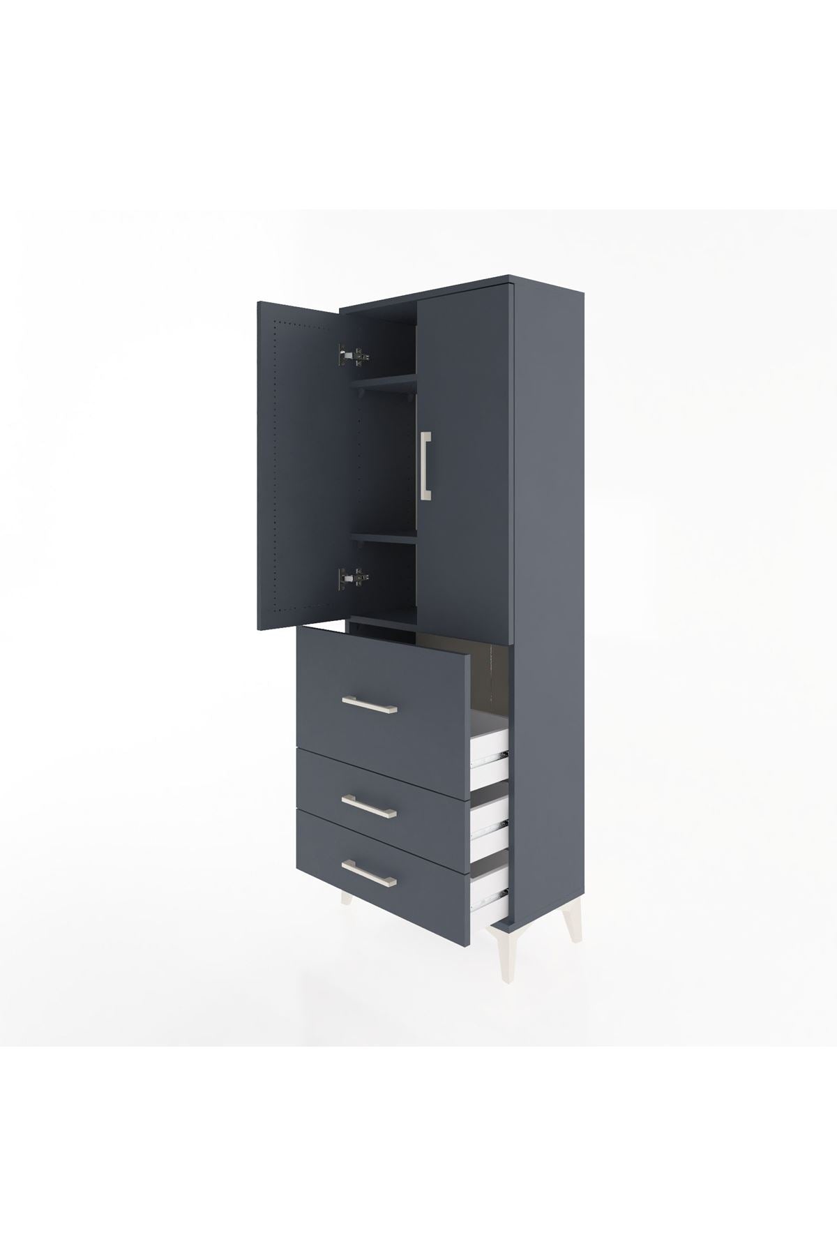 Arges Dolap 3 Raflı 3 Çekmeceli 2 Kapaklı 60x30x163 - S20M027V5A
