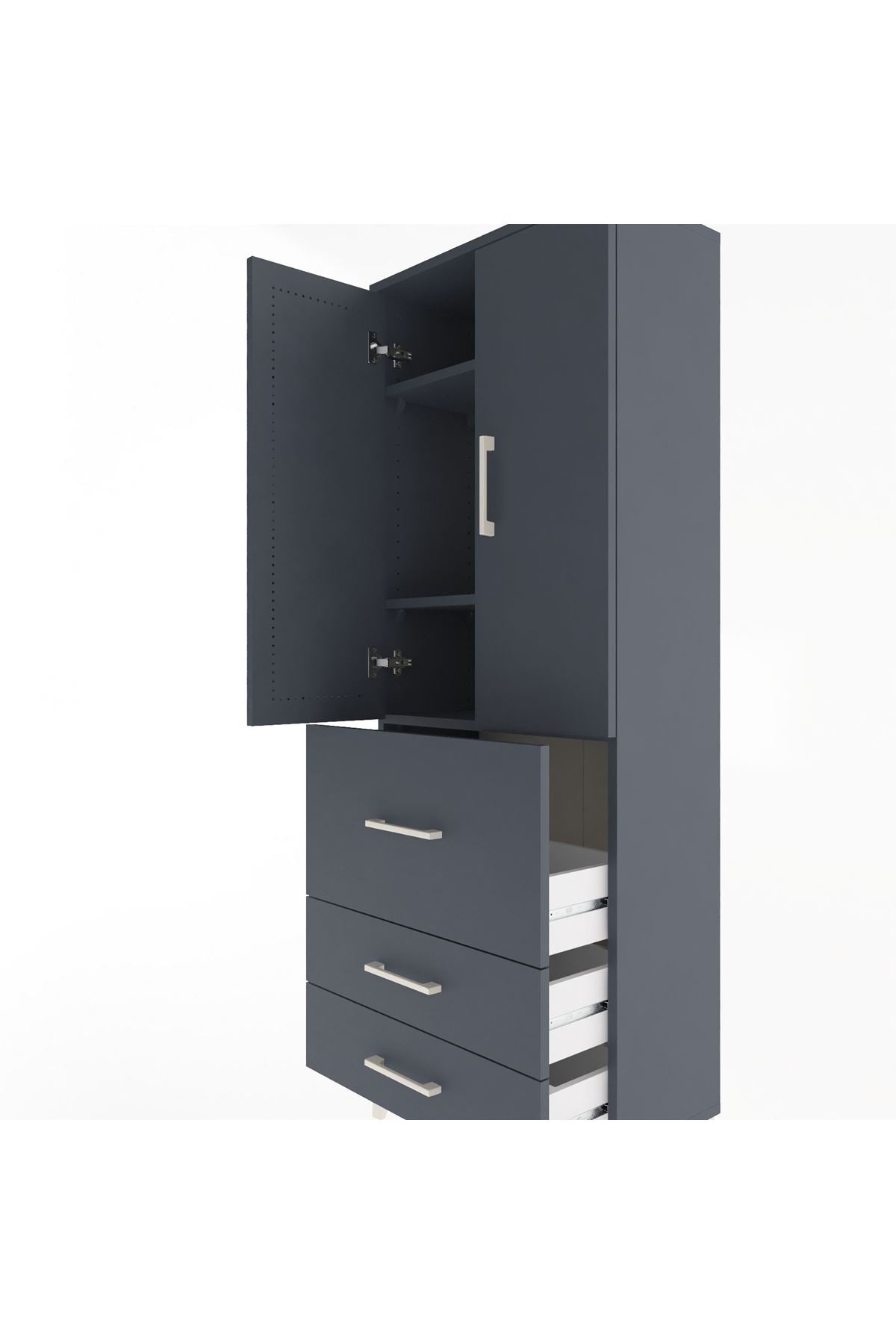 Arges Dolap 3 Raflı 3 Çekmeceli 2 Kapaklı 60x30x163 - S20M027V5A