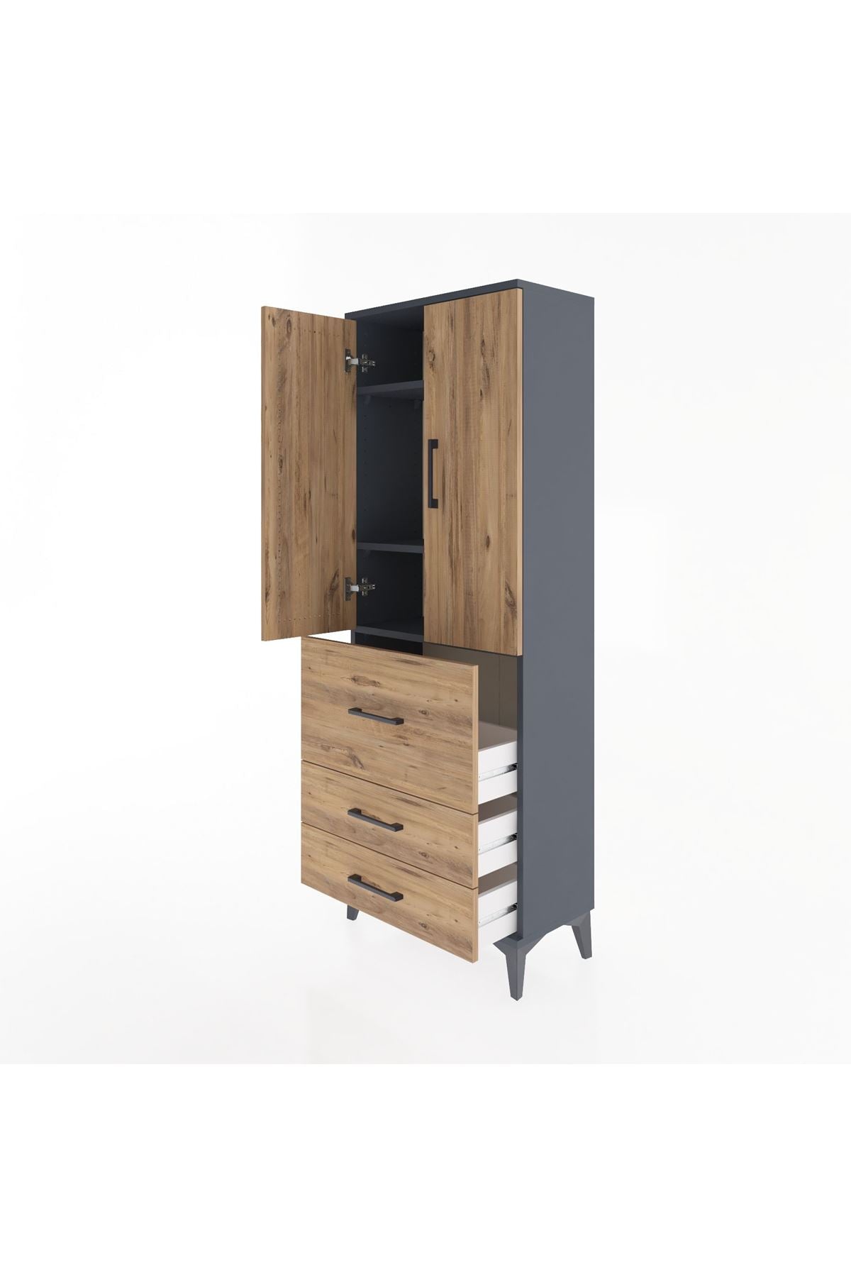 Arges Dolap 3 Raflı 3 Çekmeceli 2 Kapaklı 60x30x163 - S20M027V6A
