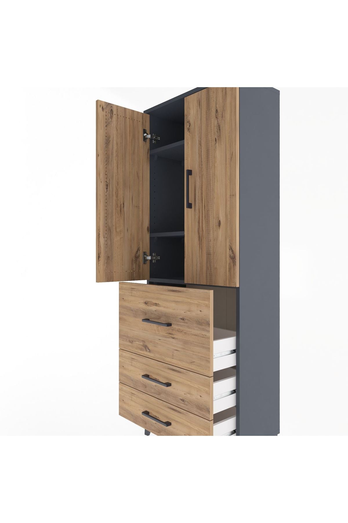Arges Dolap 3 Raflı 3 Çekmeceli 2 Kapaklı 60x30x163 - S20M027V6A
