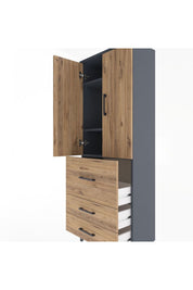 Arges Dolap 3 Raflı 3 Çekmeceli 2 Kapaklı 60x30x163 - S20M027V6A
