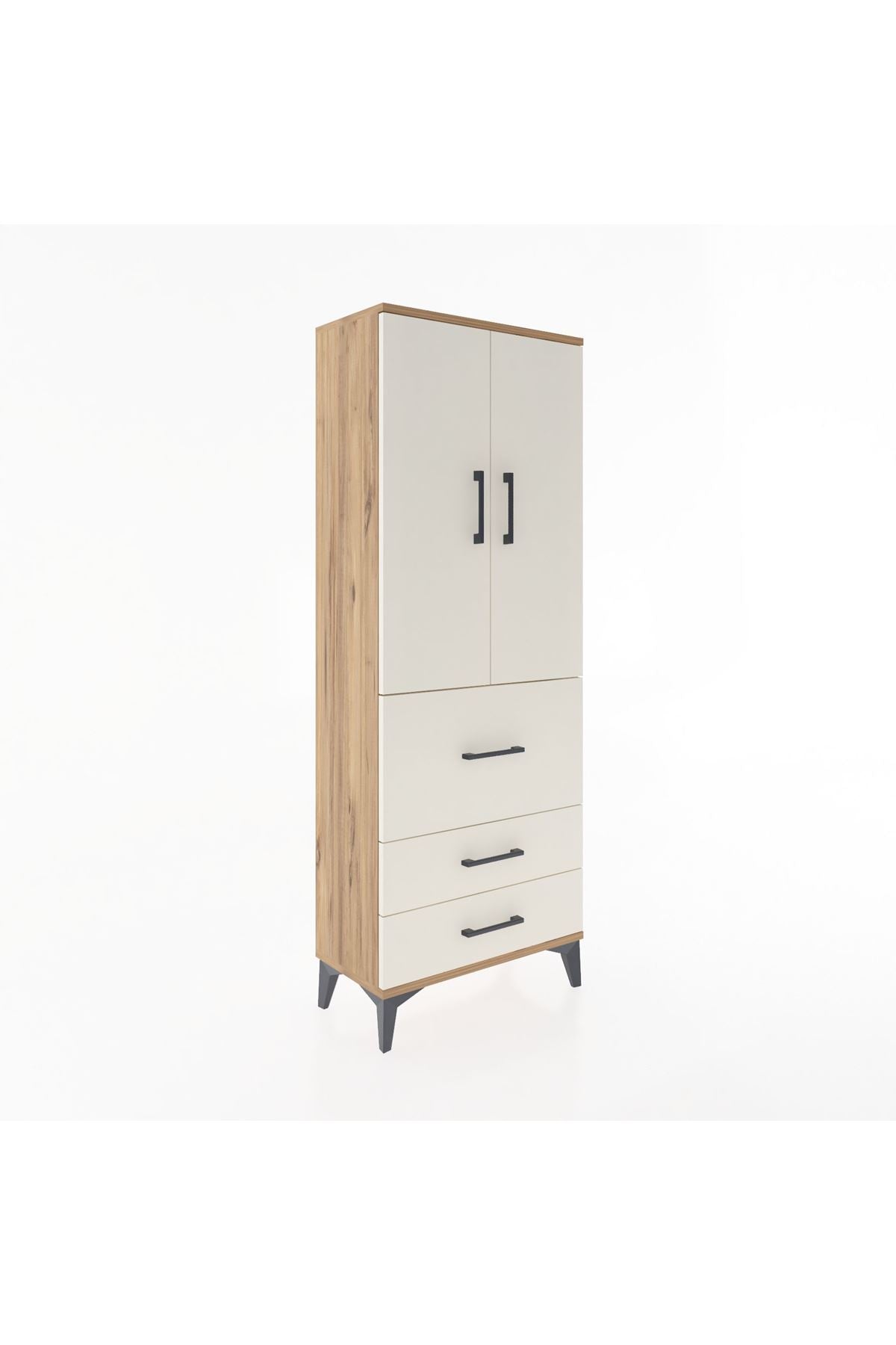 Arges Dolap 3 Raflı 3 Çekmeceli 2 Kapaklı 60x30x163 - S20M027V7A
