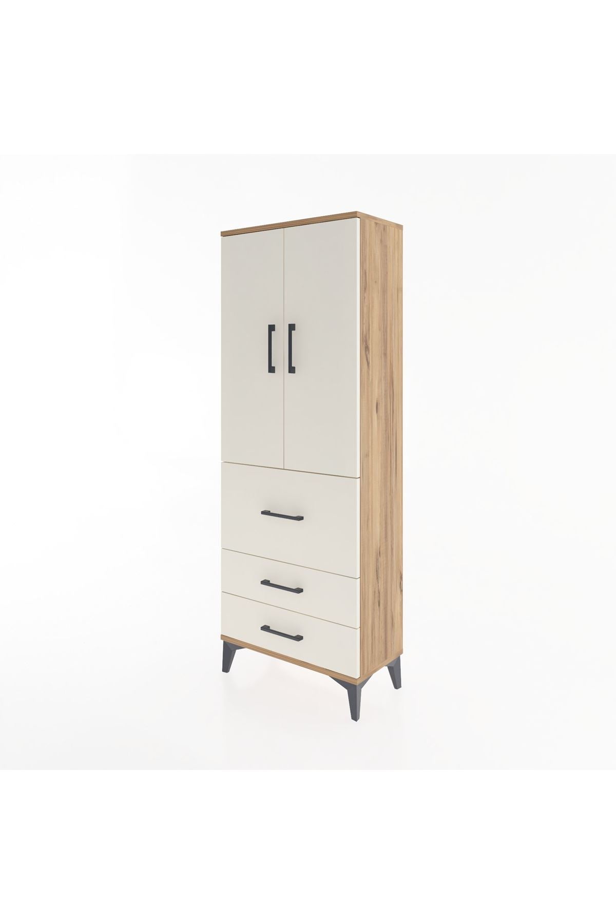 Arges Dolap 3 Raflı 3 Çekmeceli 2 Kapaklı 60x30x163 - S20M027V7A