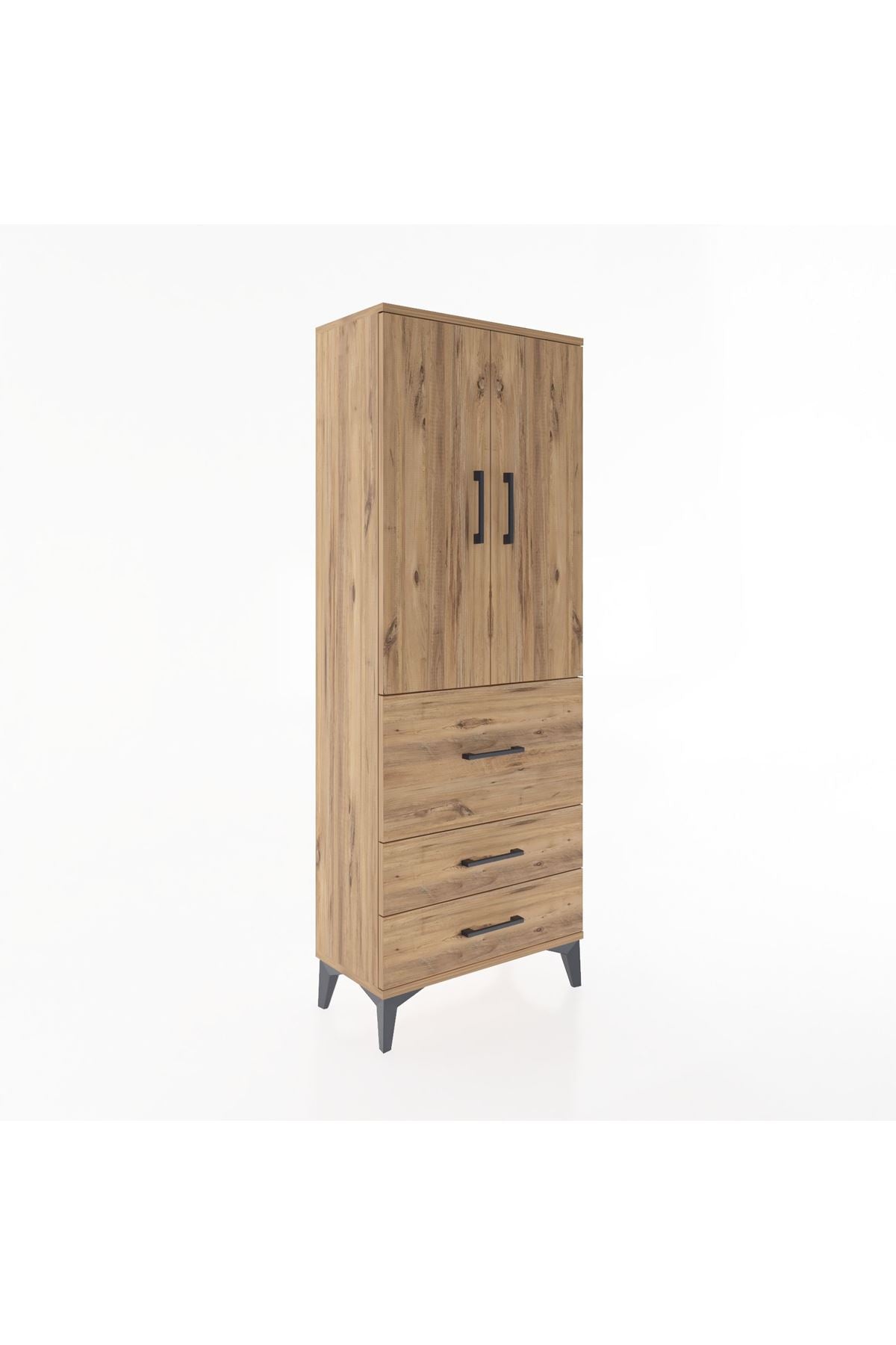 Arges Dolap 3 Raflı 3 Çekmeceli 2 Kapaklı 60x30x163 - S20M027V9A