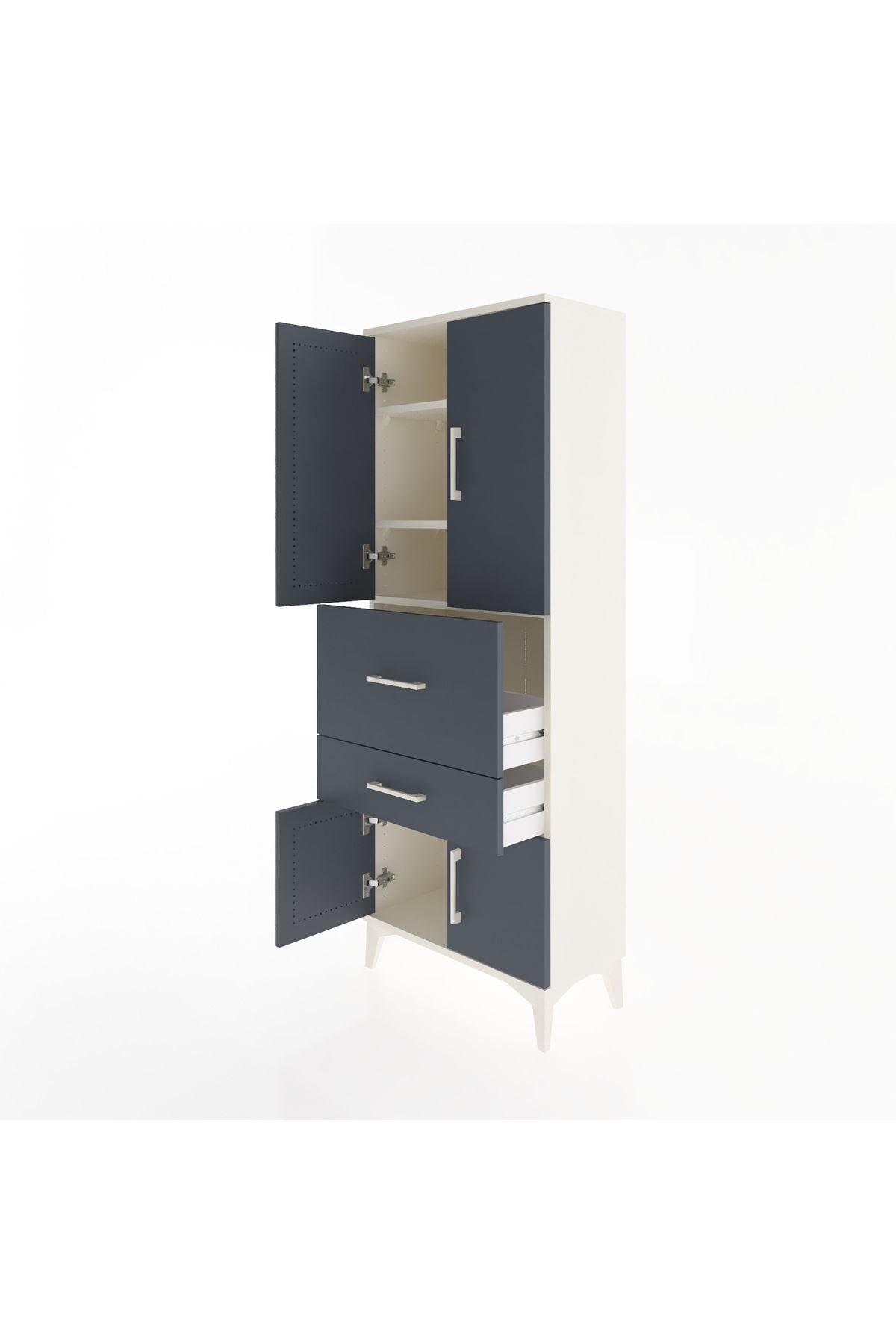 Arges Dolap 3 Raflı 2 Çekmeceli 4 Kapaklı 60x30x163 - S20M029V2A