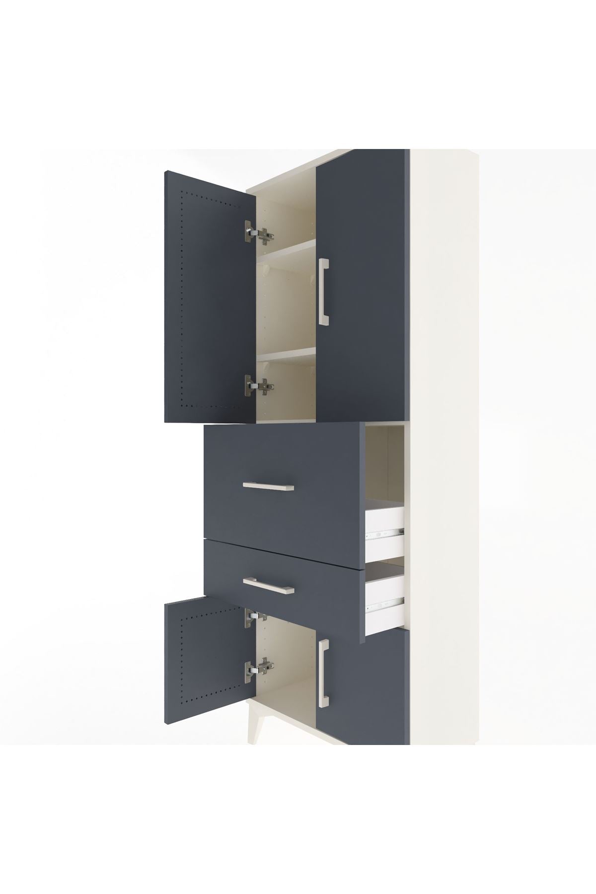 Arges Dolap 3 Raflı 2 Çekmeceli 4 Kapaklı 60x30x163 - S20M029V2A