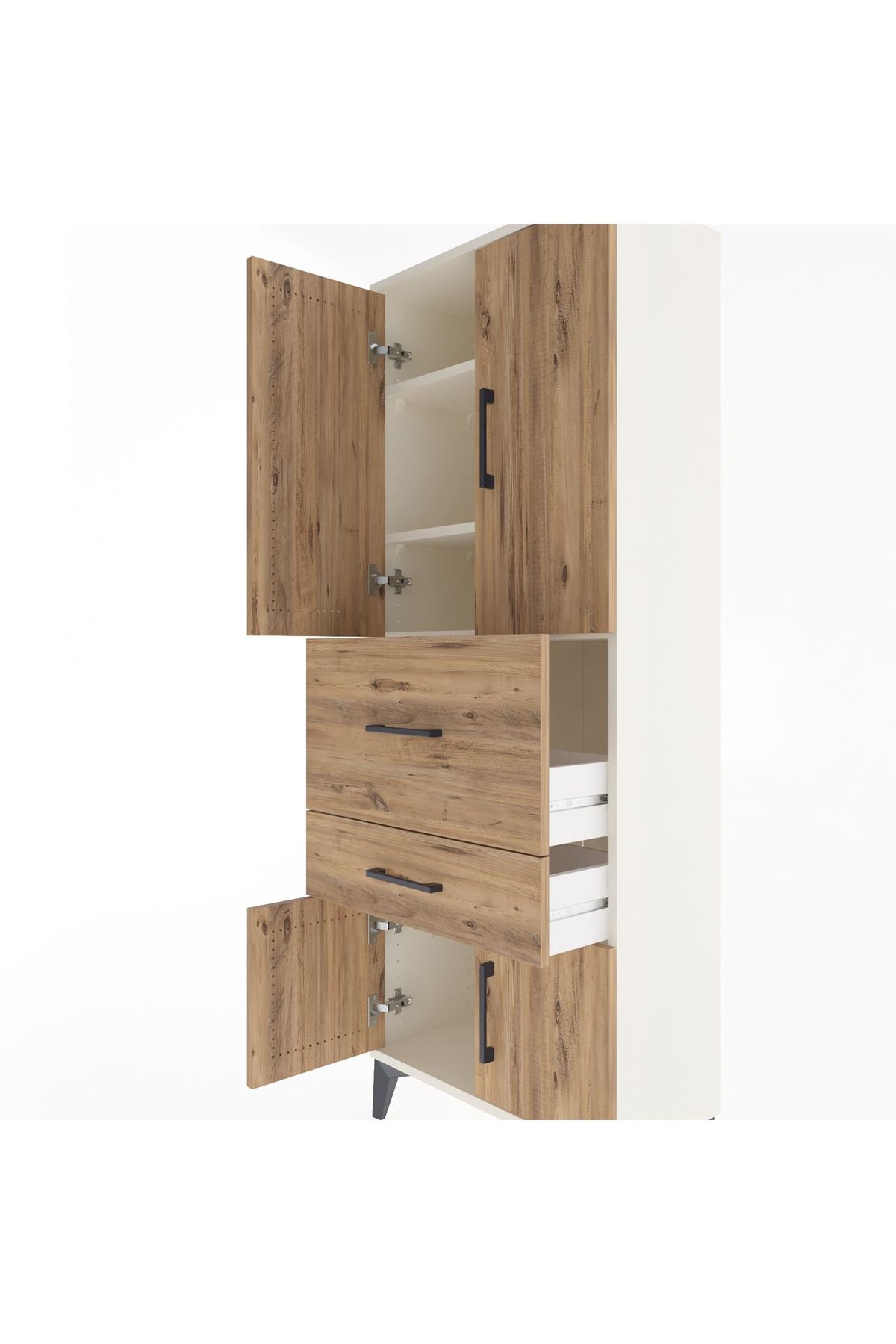 Arges Dolap 3 Raflı 2 Çekmeceli 4 Kapaklı 60x30x163 - S20M029V3A
