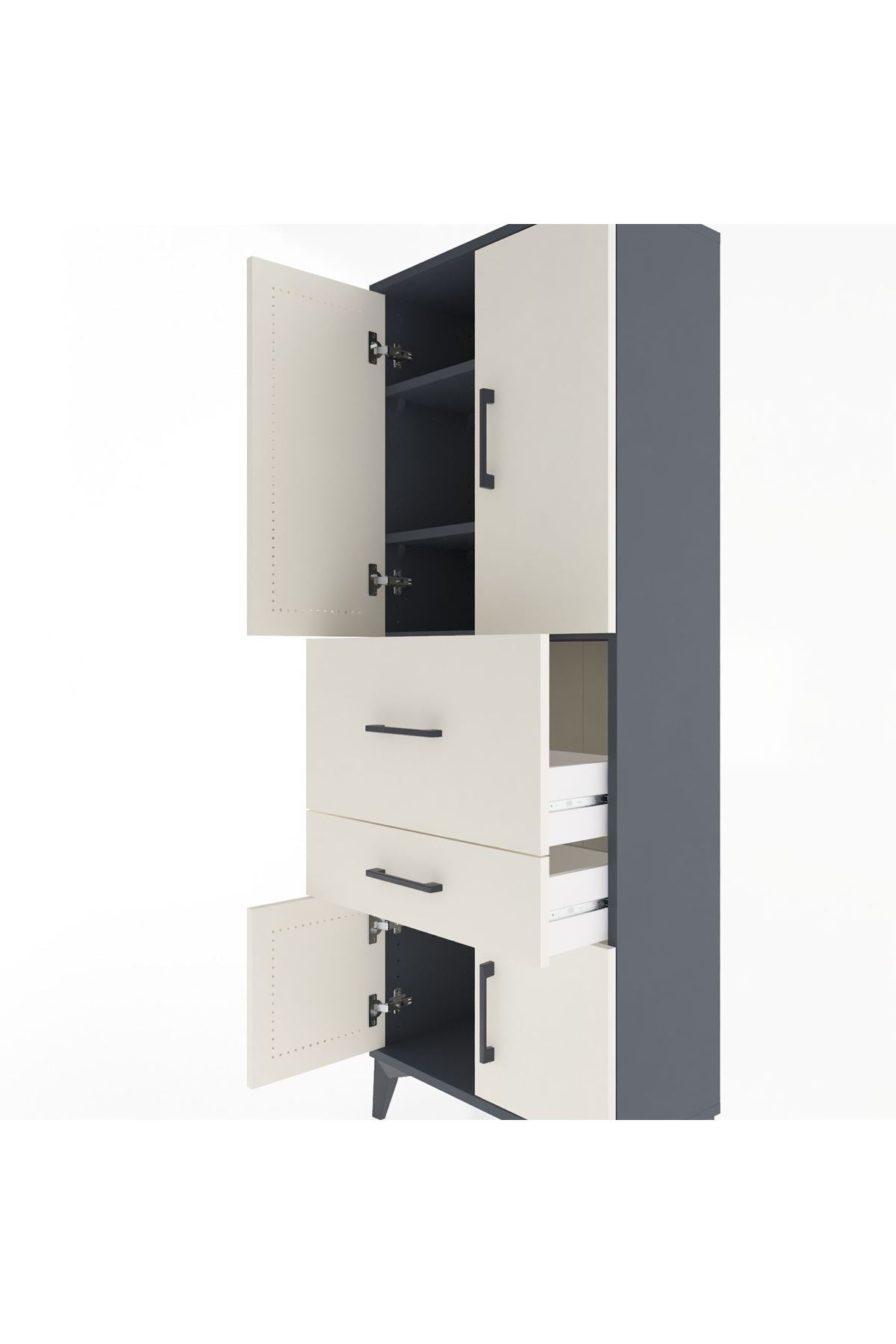 Arges Dolap 3 Raflı 2 Çekmeceli 4 Kapaklı 60x30x163 - S20M029V4A