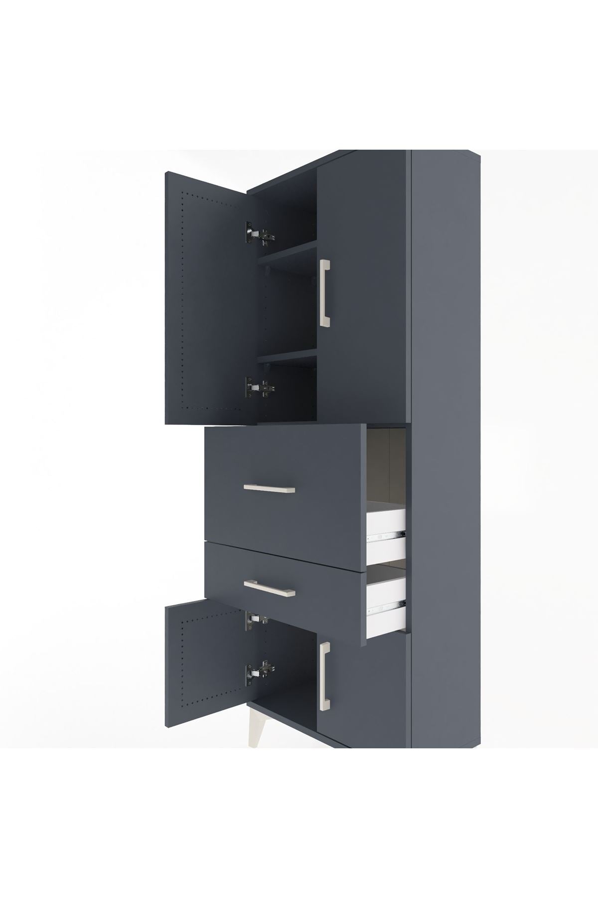 Arges Dolap 3 Raflı 2 Çekmeceli 4 Kapaklı 60x30x163 - S20M029V5A