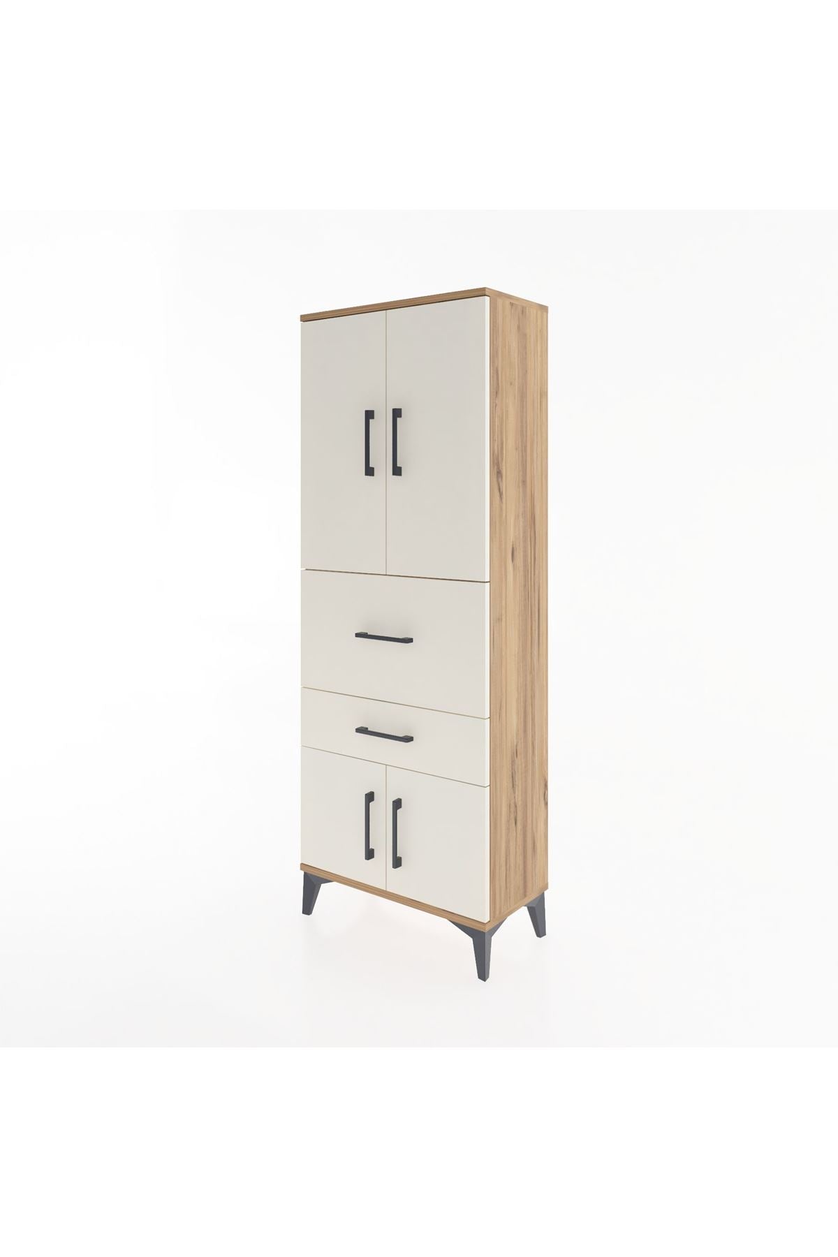 Arges Dolap 3 Raflı 2 Çekmeceli 4 Kapaklı 60x30x163 - S20M029V7A
