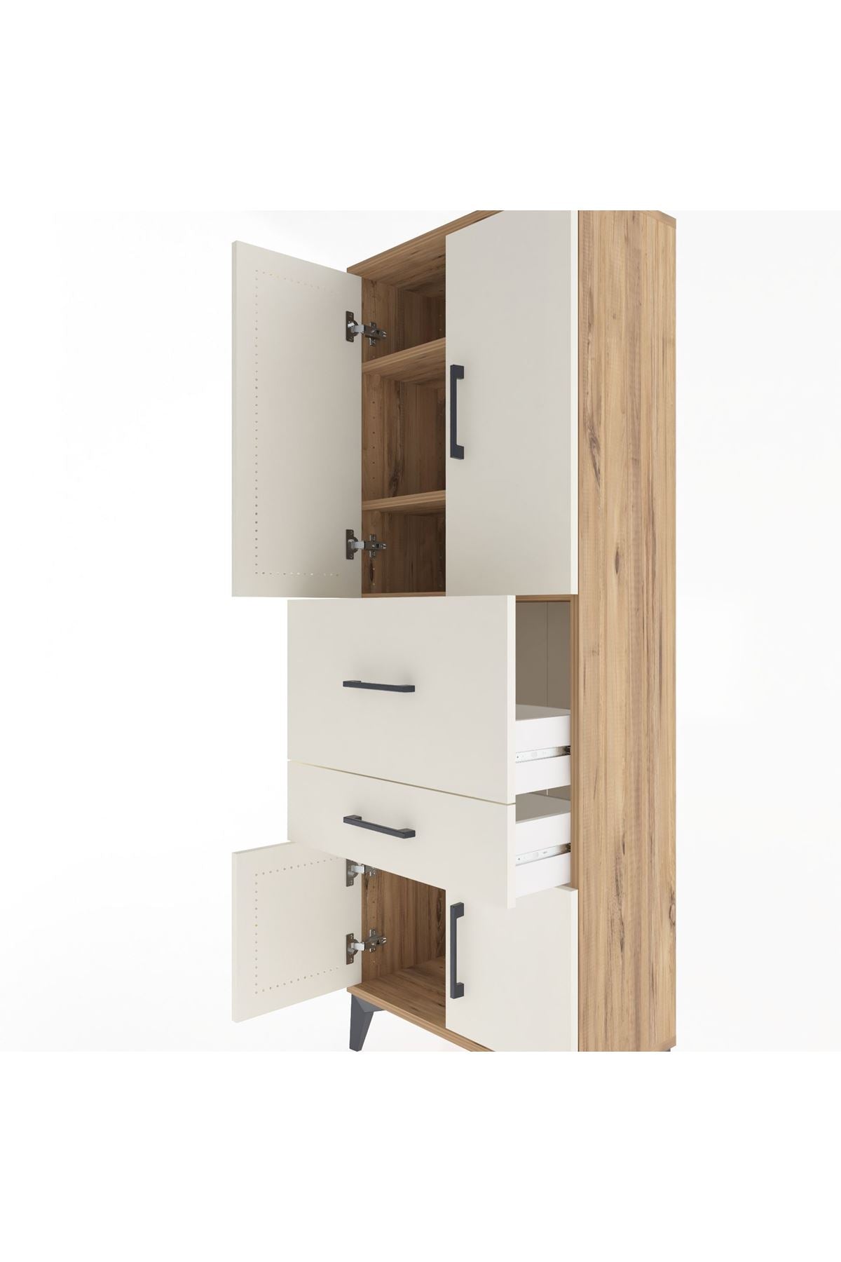 Arges Dolap 3 Raflı 2 Çekmeceli 4 Kapaklı 60x30x163 - S20M029V7A