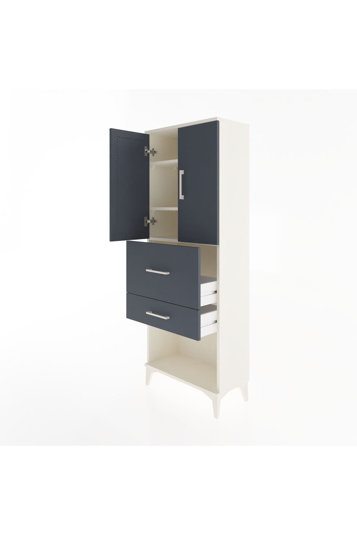 Arges Dolap 3 Raflı 2 Çekmeceli 2 Kapaklı 60x30x163 - S20M031V2A