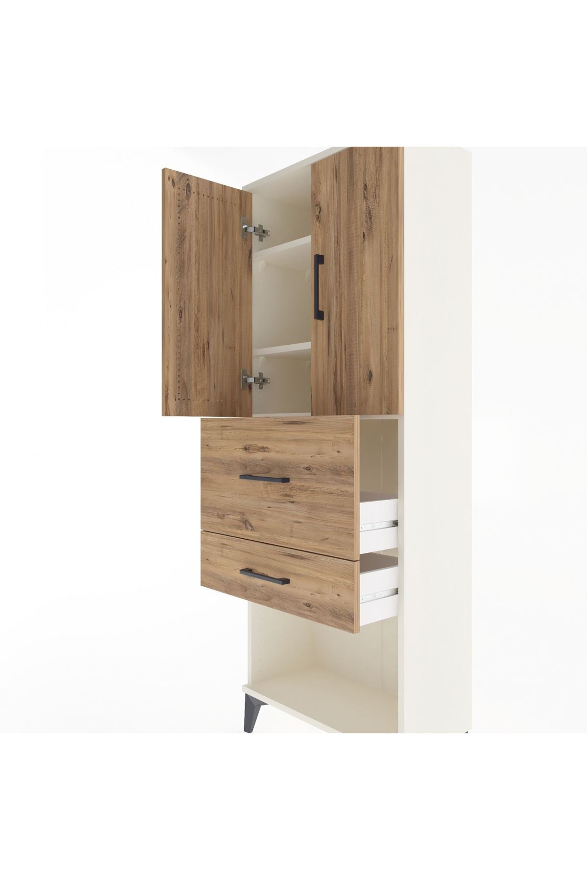 Arges Dolap 3 Raflı 2 Çekmeceli 2 Kapaklı 60x30x163 - S20M031V3A