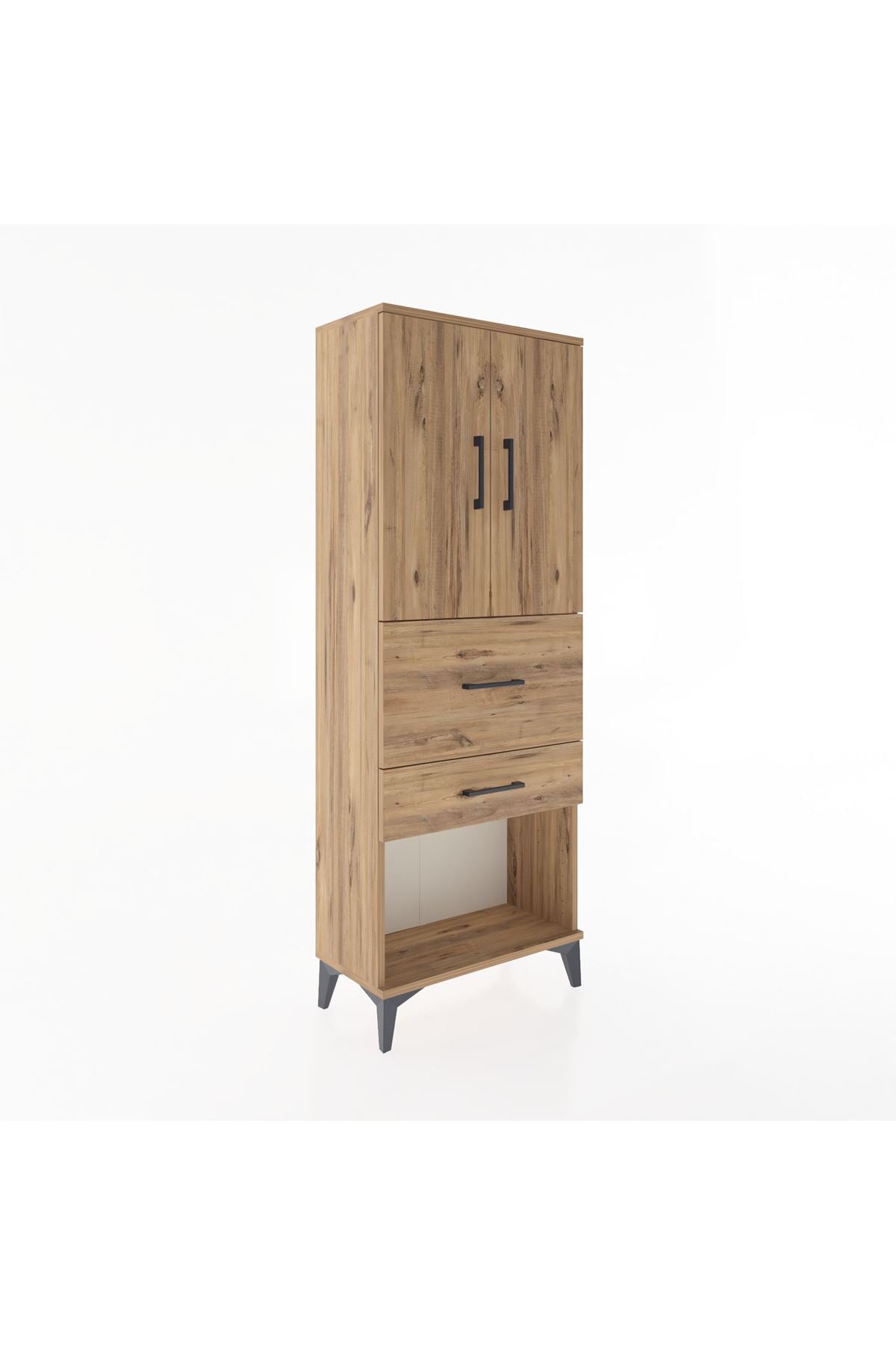 Arges Dolap 3 Raflı 2 Çekmeceli 2 Kapaklı 60x30x163 - S20M031V9A