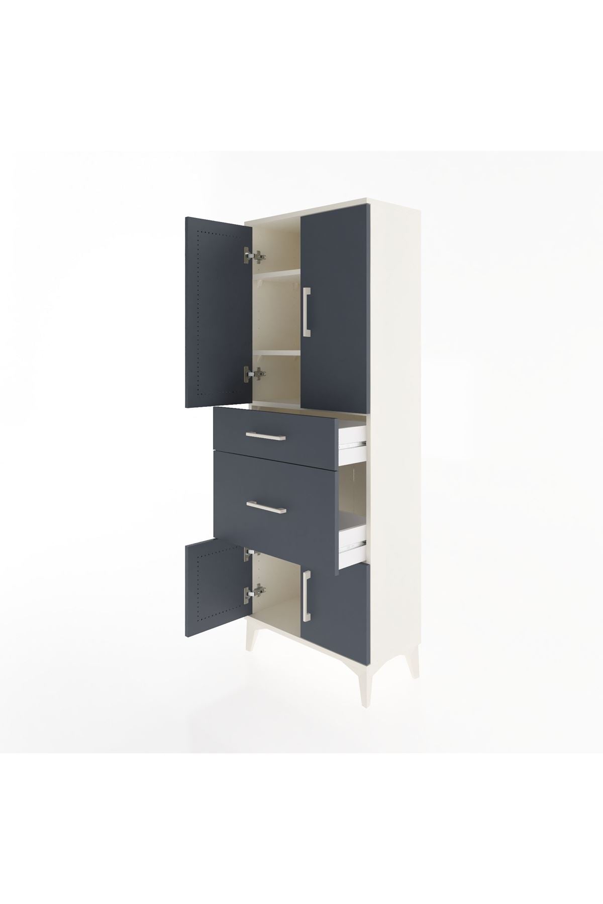 Arges Dolap 3 Raflı 2 Çekmeceli 4 Kapaklı 60x30x163 - S20M033V2A