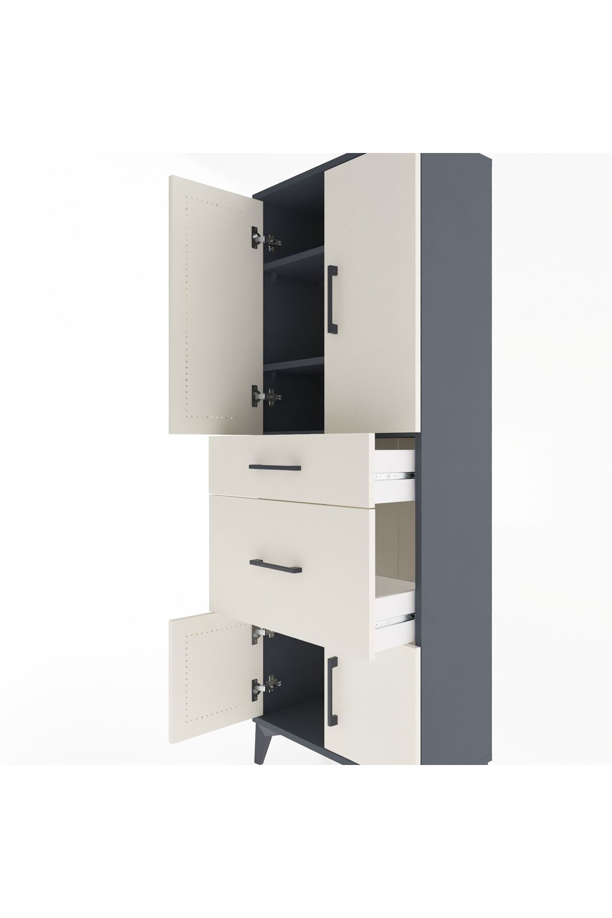 Arges Dolap 3 Raflı 2 Çekmeceli 4 Kapaklı 60x30x163 - S20M033V4A